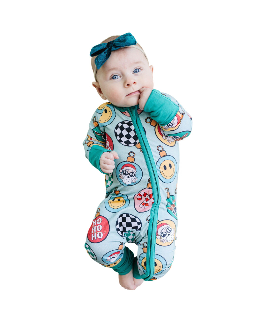 Bamboo Zip Romper | Christmas Ornaments