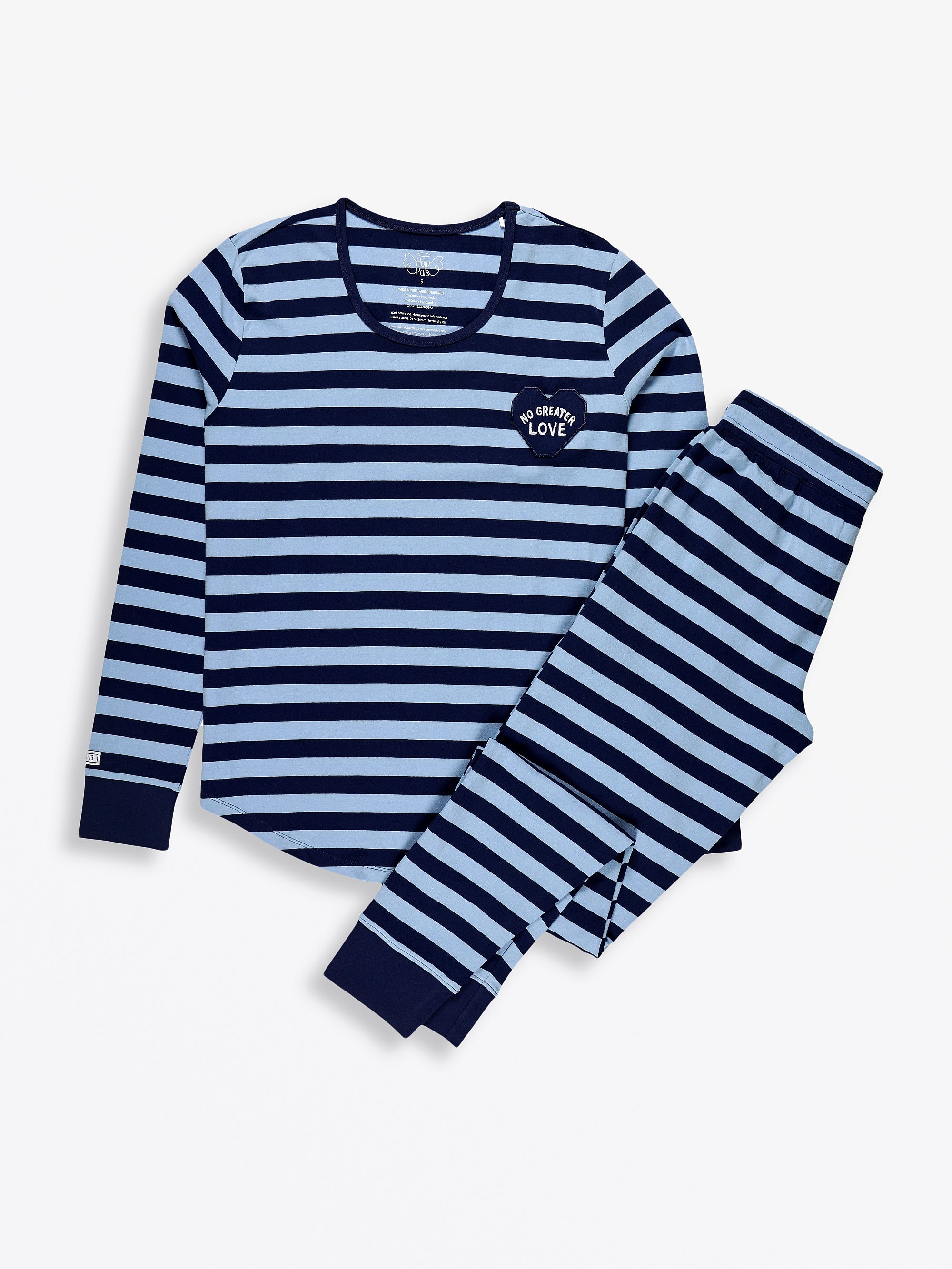 No Greater Love Blue Womens Pj Jogger Set Cotton