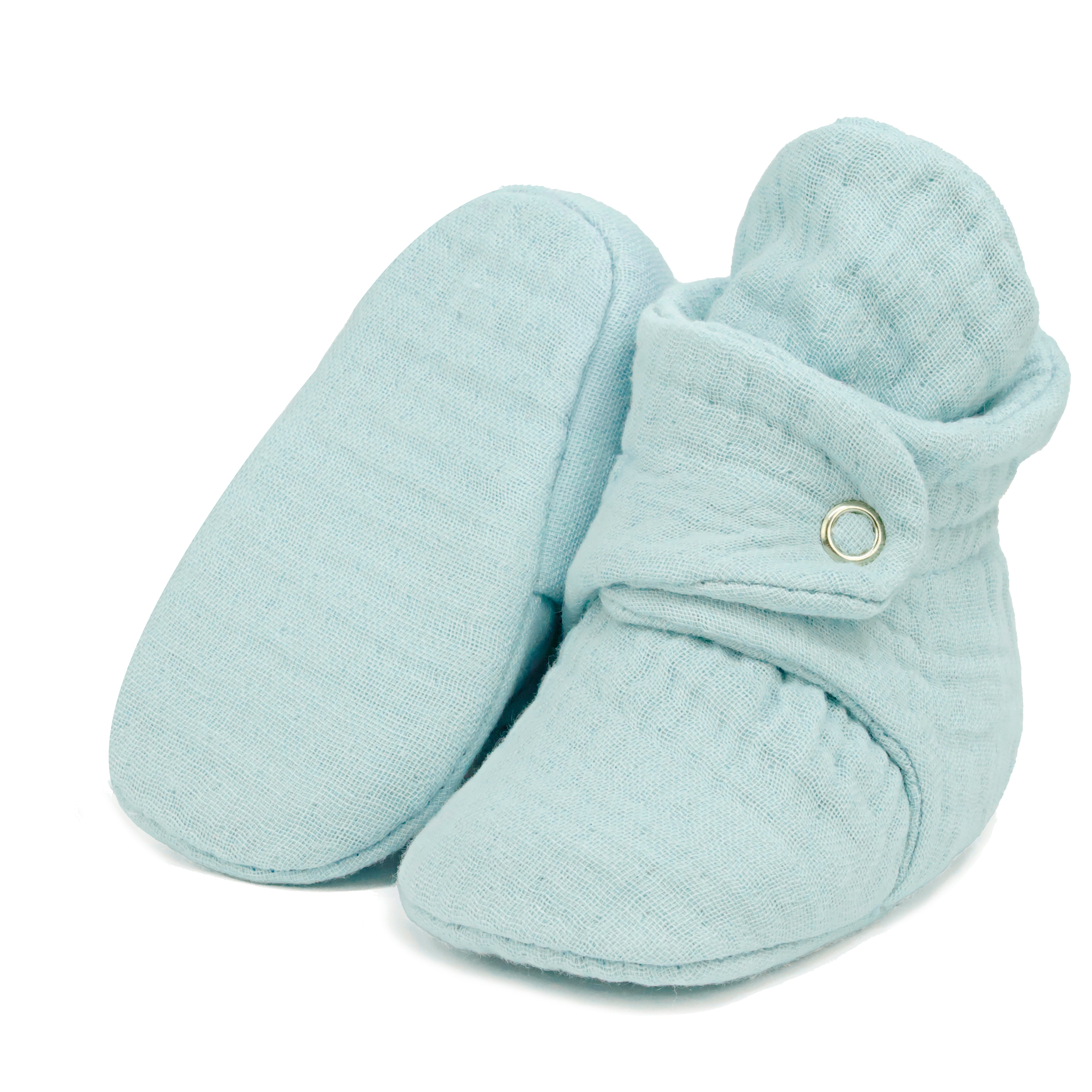 Muslin Stay On Baby Booties Mint