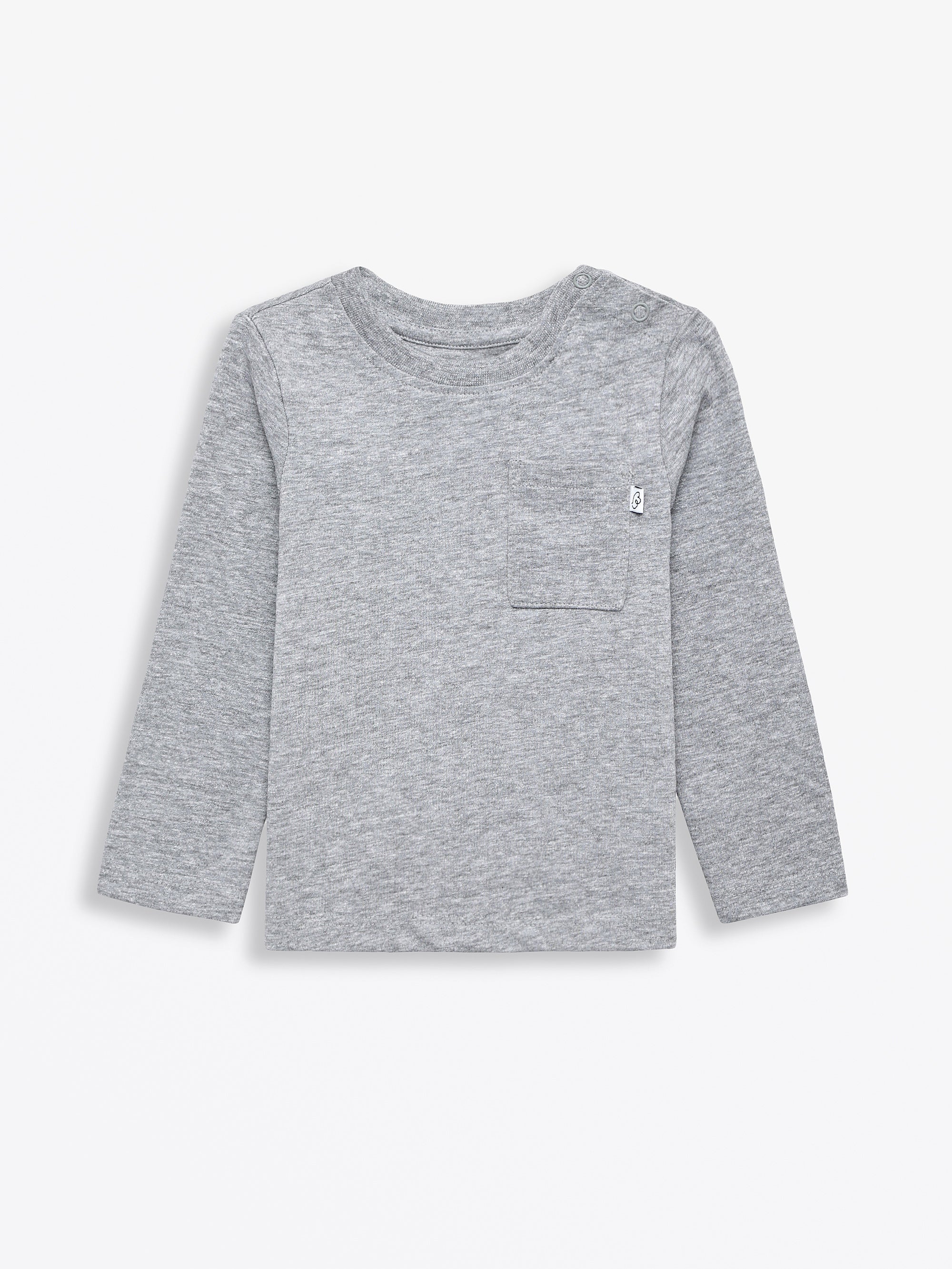Heather Gray Prayer Pocket Long Sleeve T-shirt Cotton