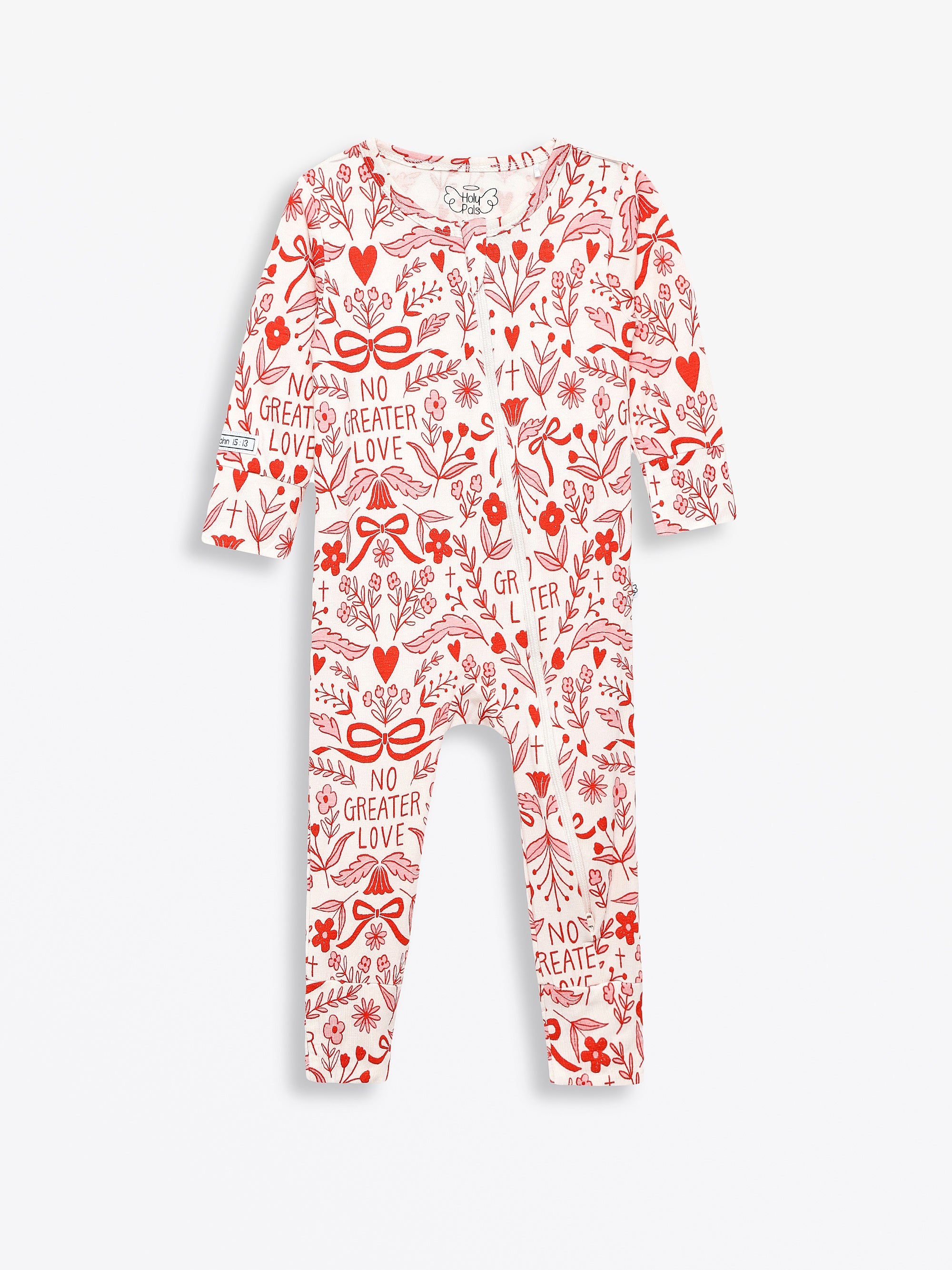 No Greater Love Pink Footless Onesie Bamboo