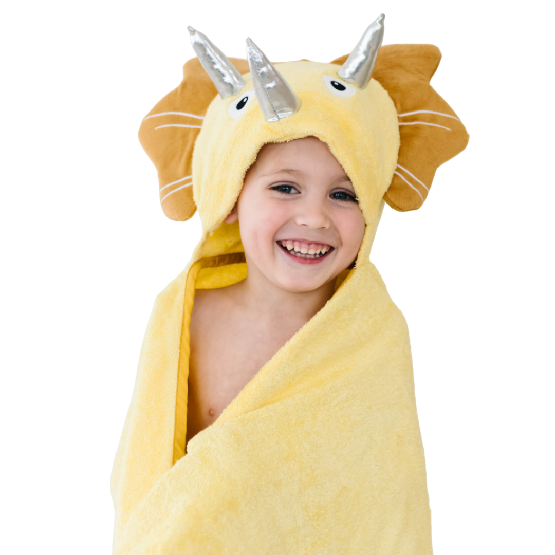 Bamboo Viscose Baby Hooded Towel Yellow Dinosaur