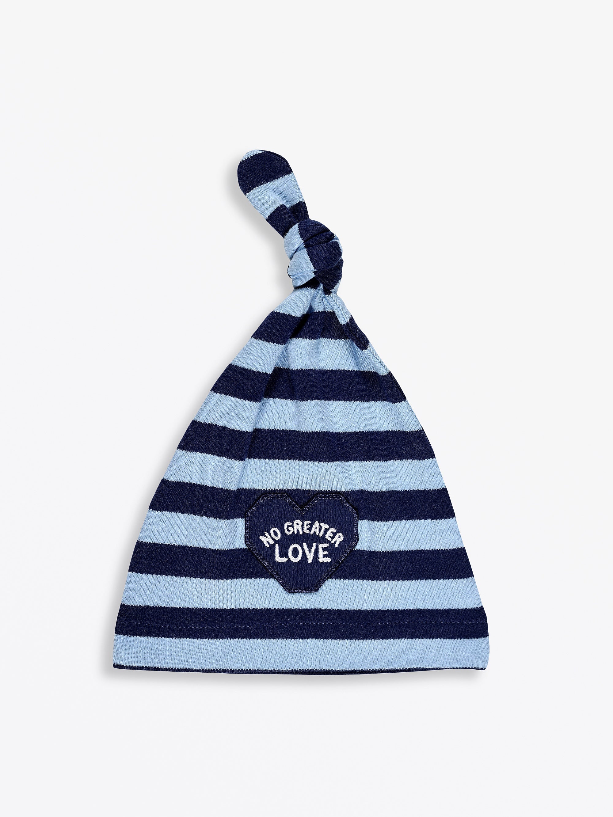 No Greater Love Blue Knotted Hat Cotton