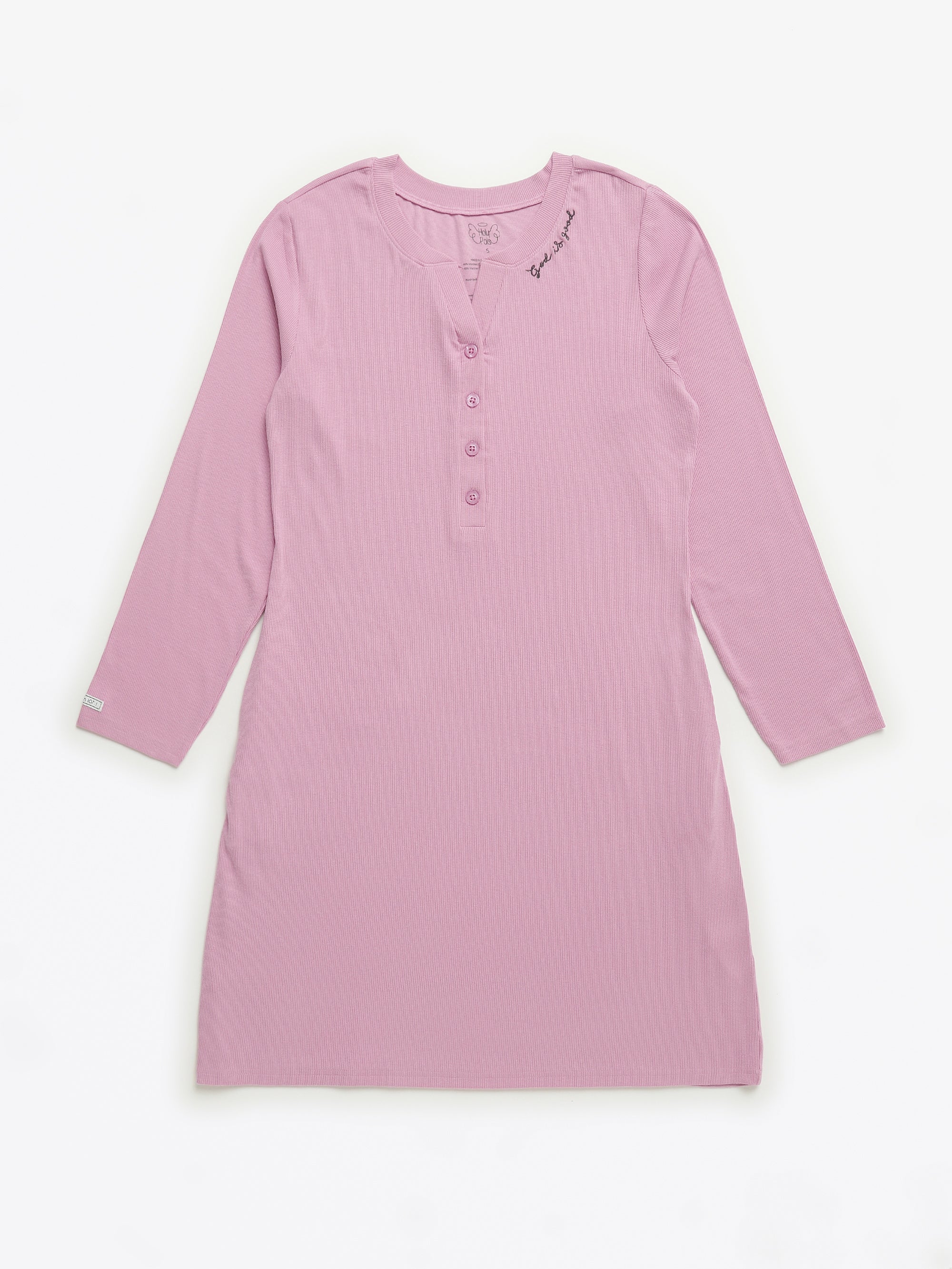 Solid Mauve Womens Nightgown Pj Ribbed Cotton-bamboo Blend