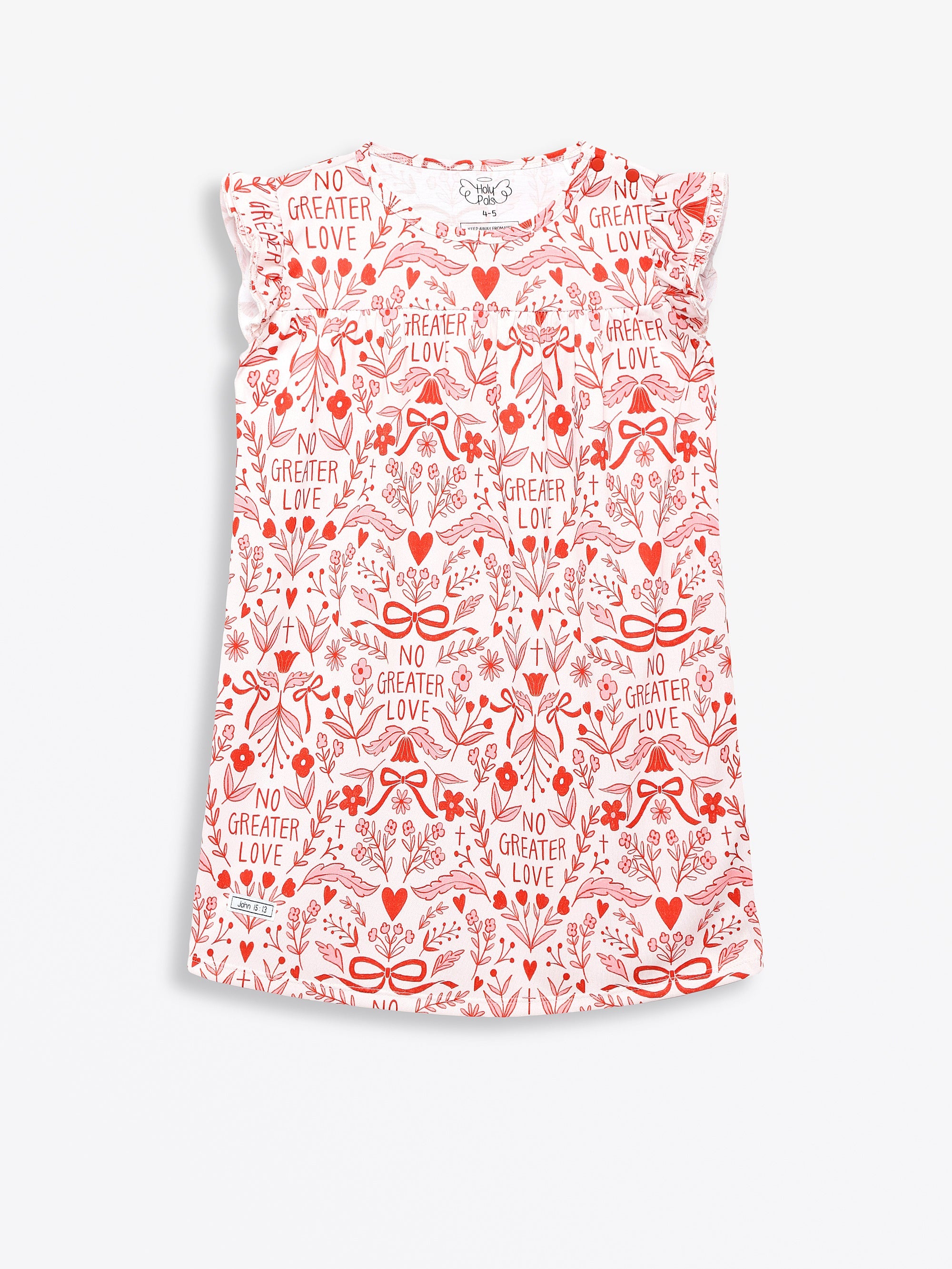 No Greater Love Pink Pj Girls Nightgown Polyester