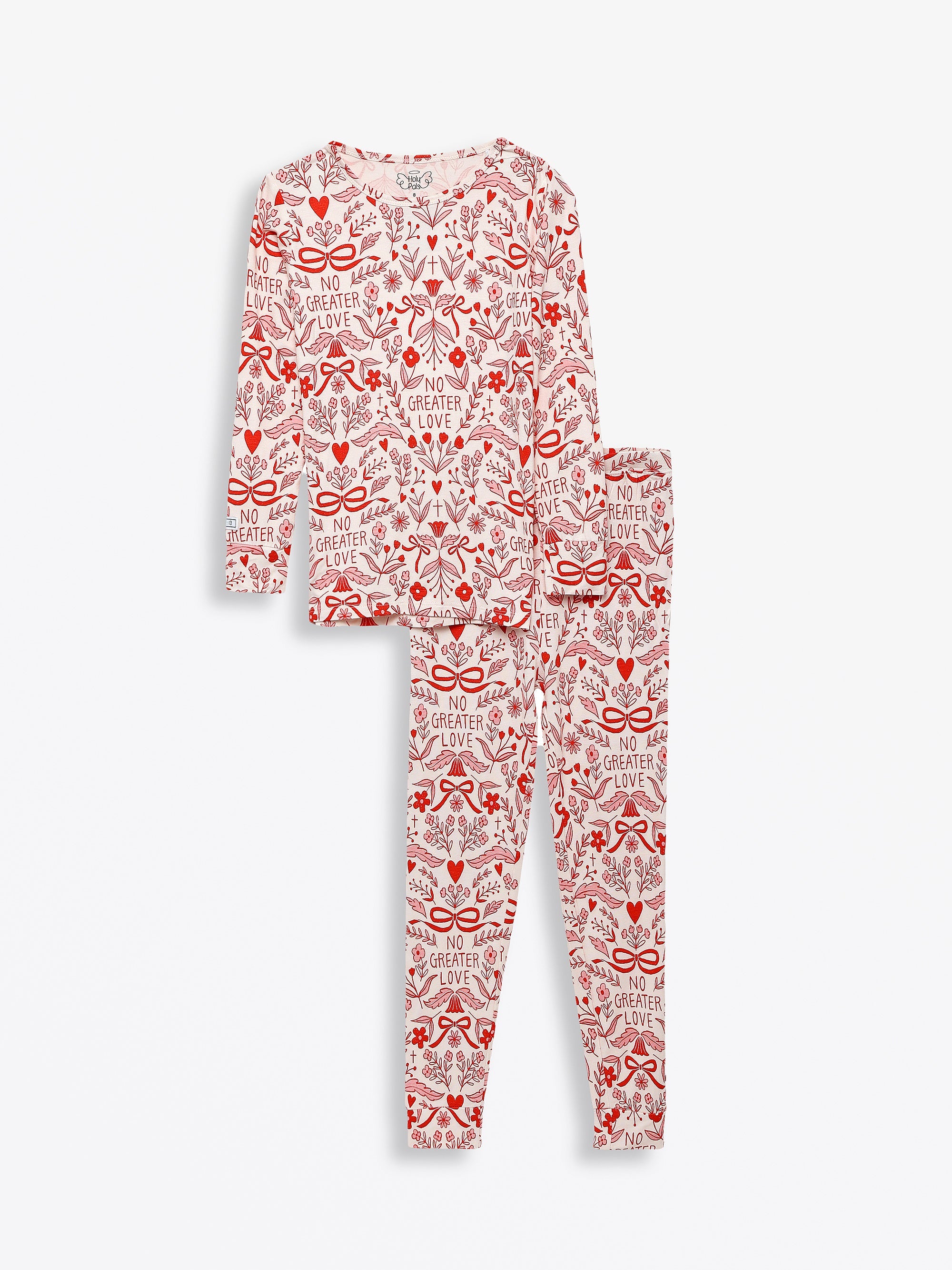 No Greater Love Pink Pj Long Sleeve Set Cotton