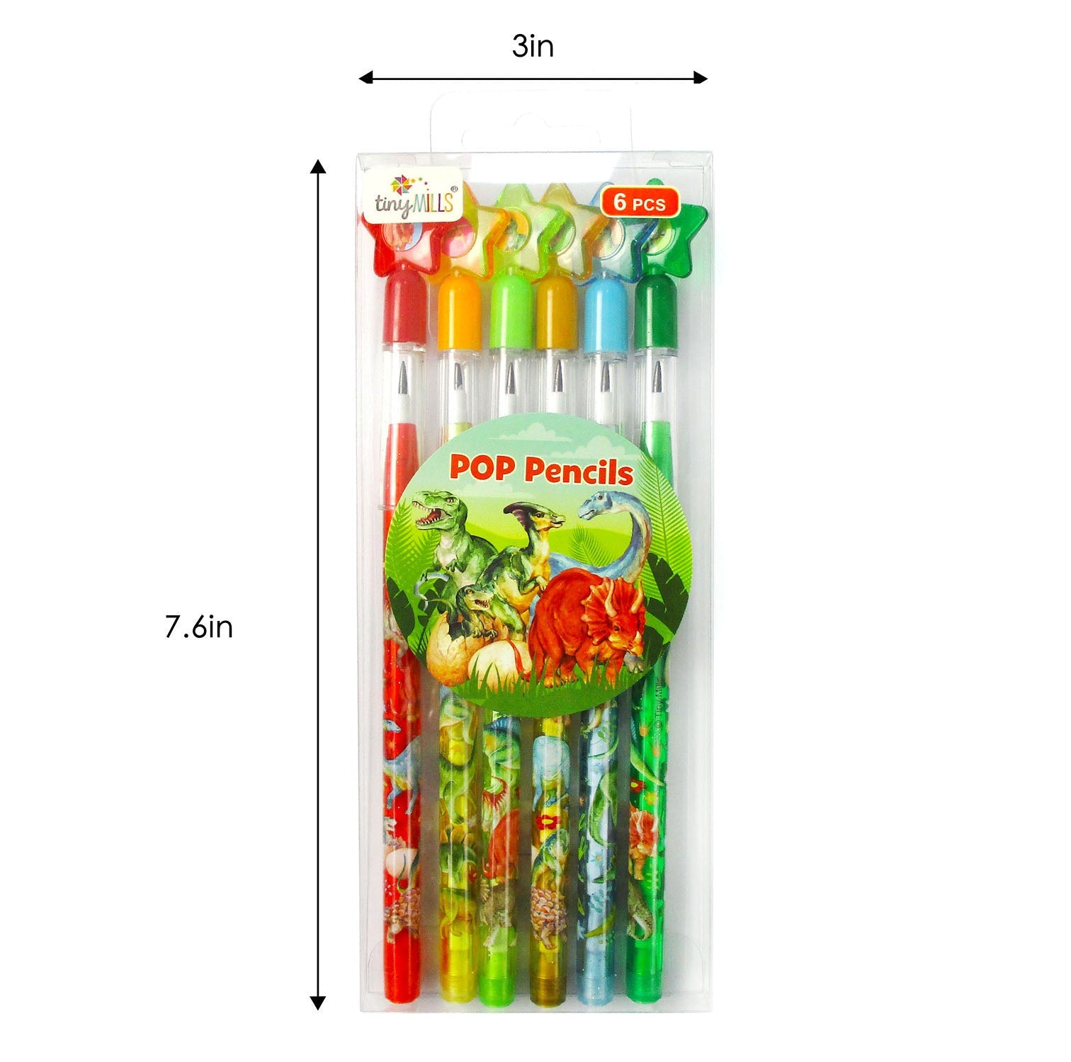 Jurassic Stackable Multi Point Pencils - Set Of 6