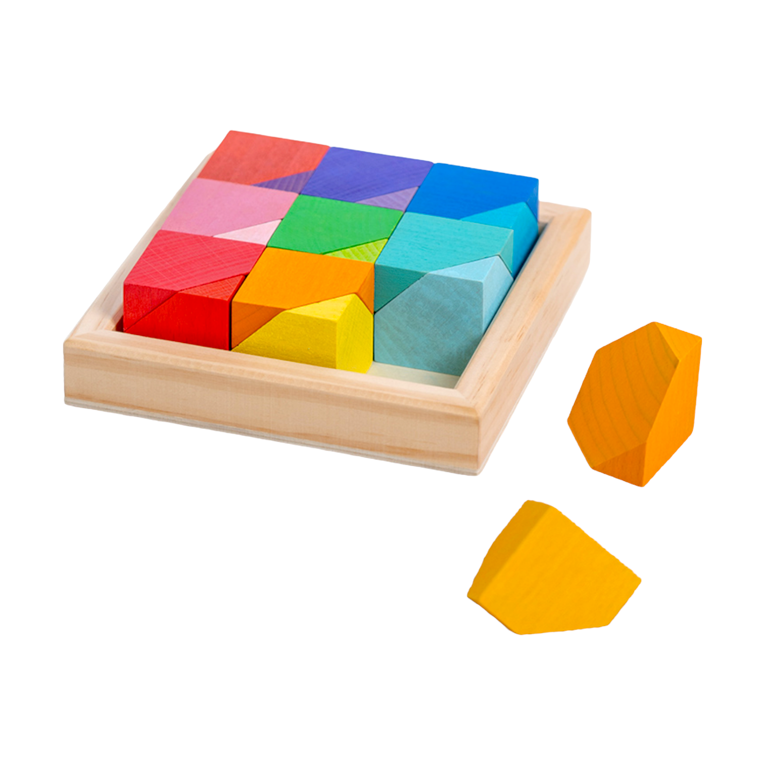 18 Pcs Wooden Cornerstone Building Blocks Set In Primary Rainbow Colors