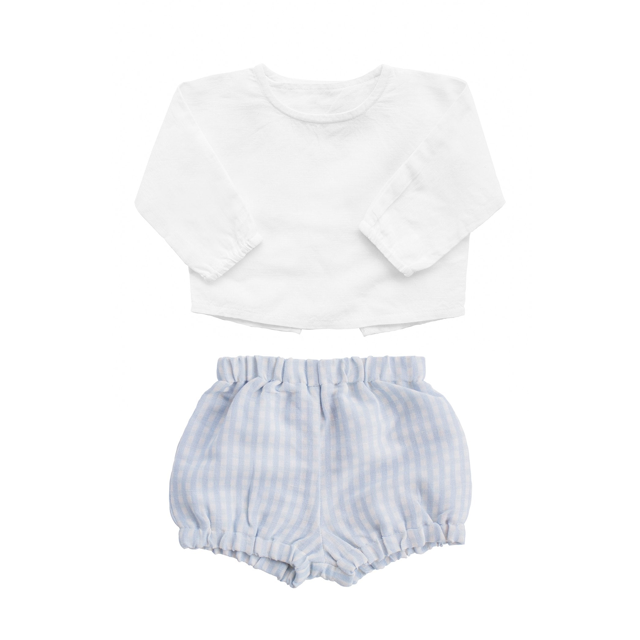 Easter Monogram Gift Set | Boys White Shirt And Pale Blue Gingham Short