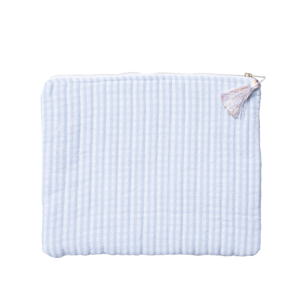 Linen Pouch | Pale Blue Gingham