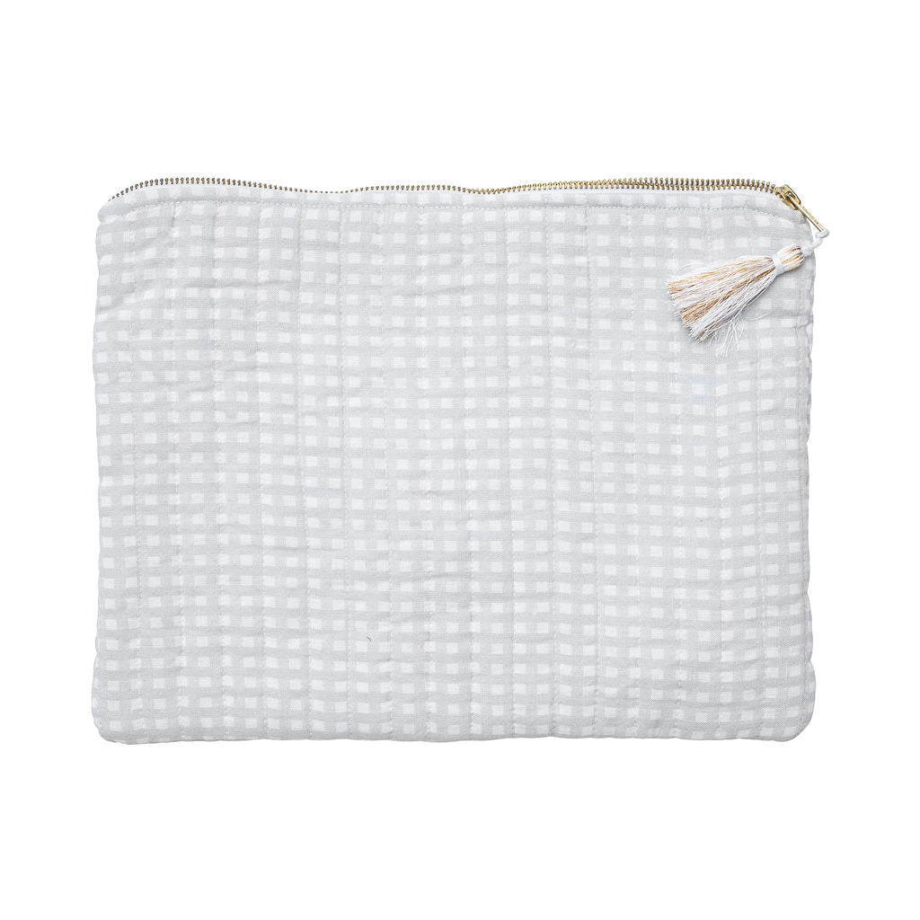 Linen Pouch | Grey Gingham