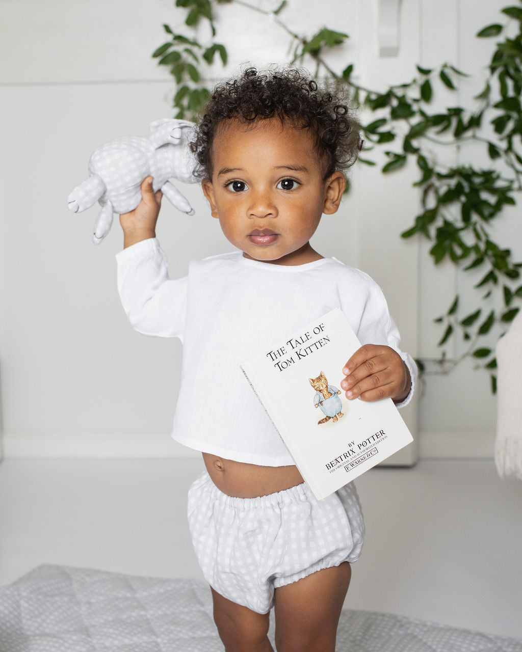 Gift Set | Grey Gingham Bloomer And White Linen Shirt