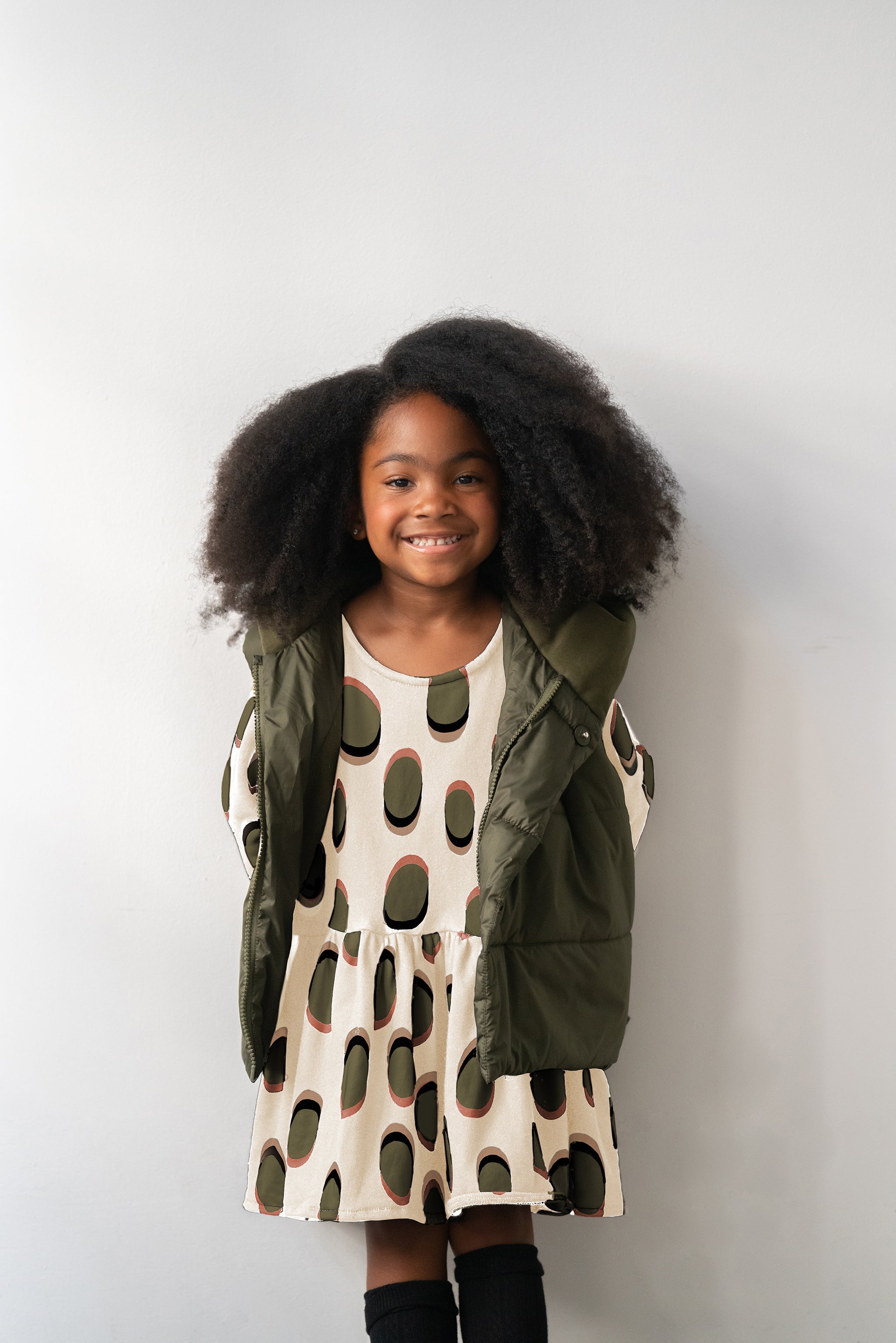 Girls Drop Waist Long Sleeve Terry Dress | Cream