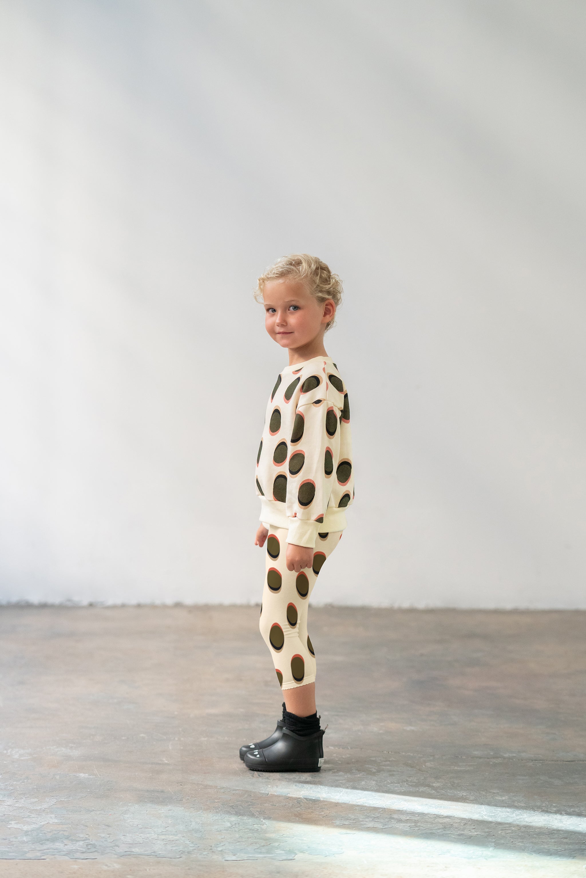 Girls Jersey Leggings With Rib Cuff | Cream