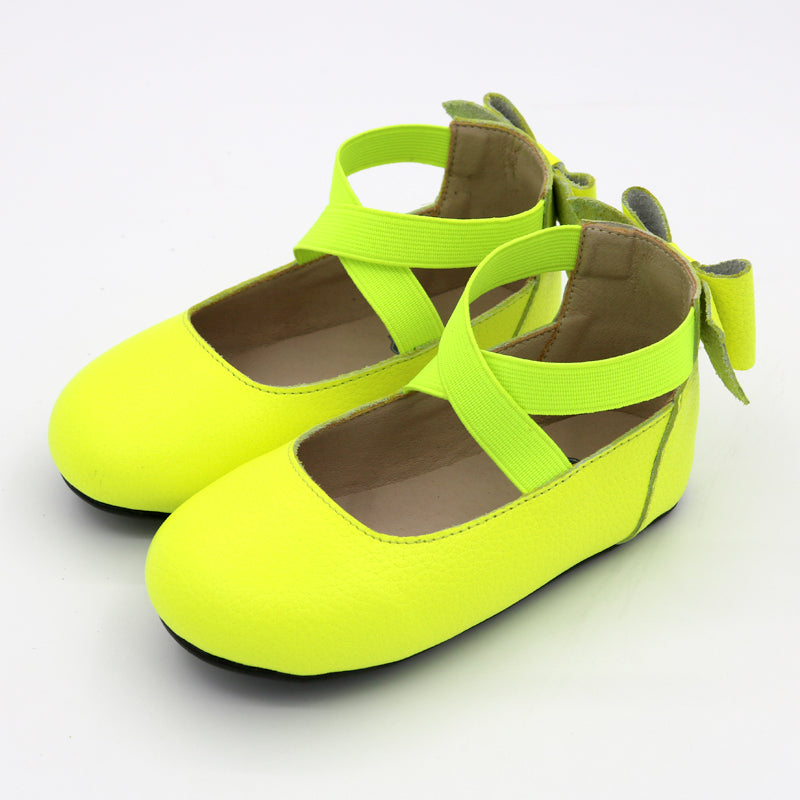Bow Back Ballet Flat - Neon Yellow