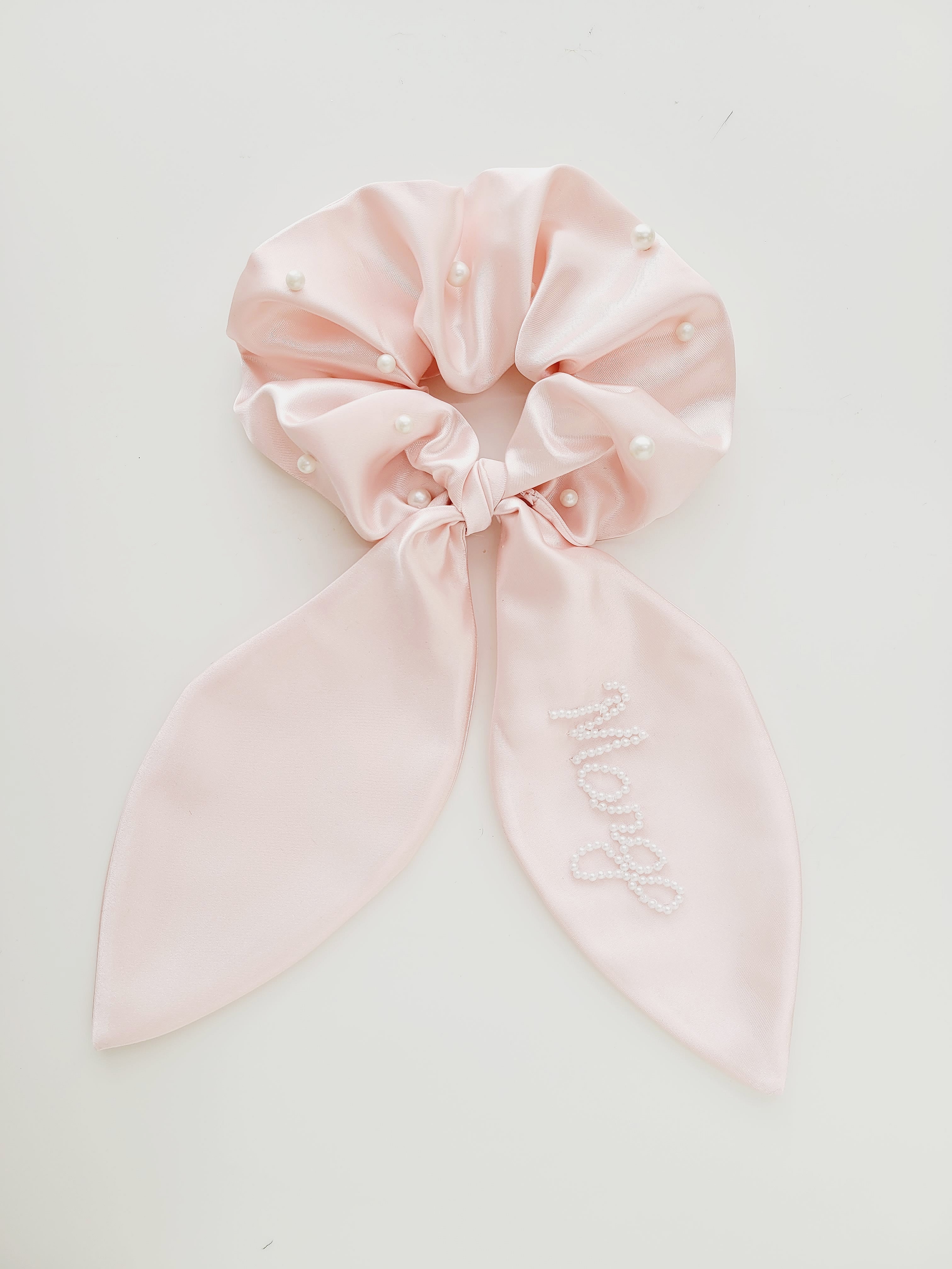 Light Pink Srunchie Name In Pearls