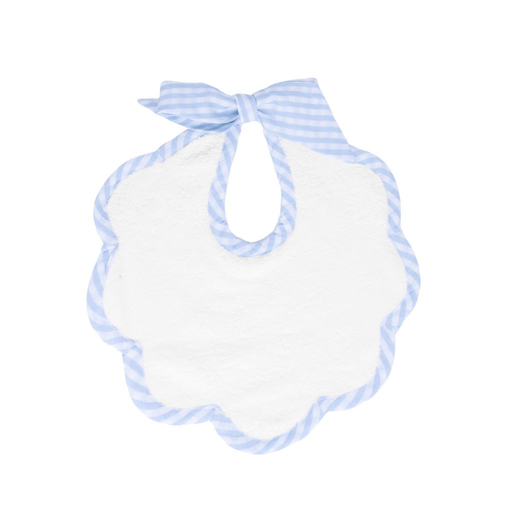 Scalloped Bib | Pale Blue Gingham
