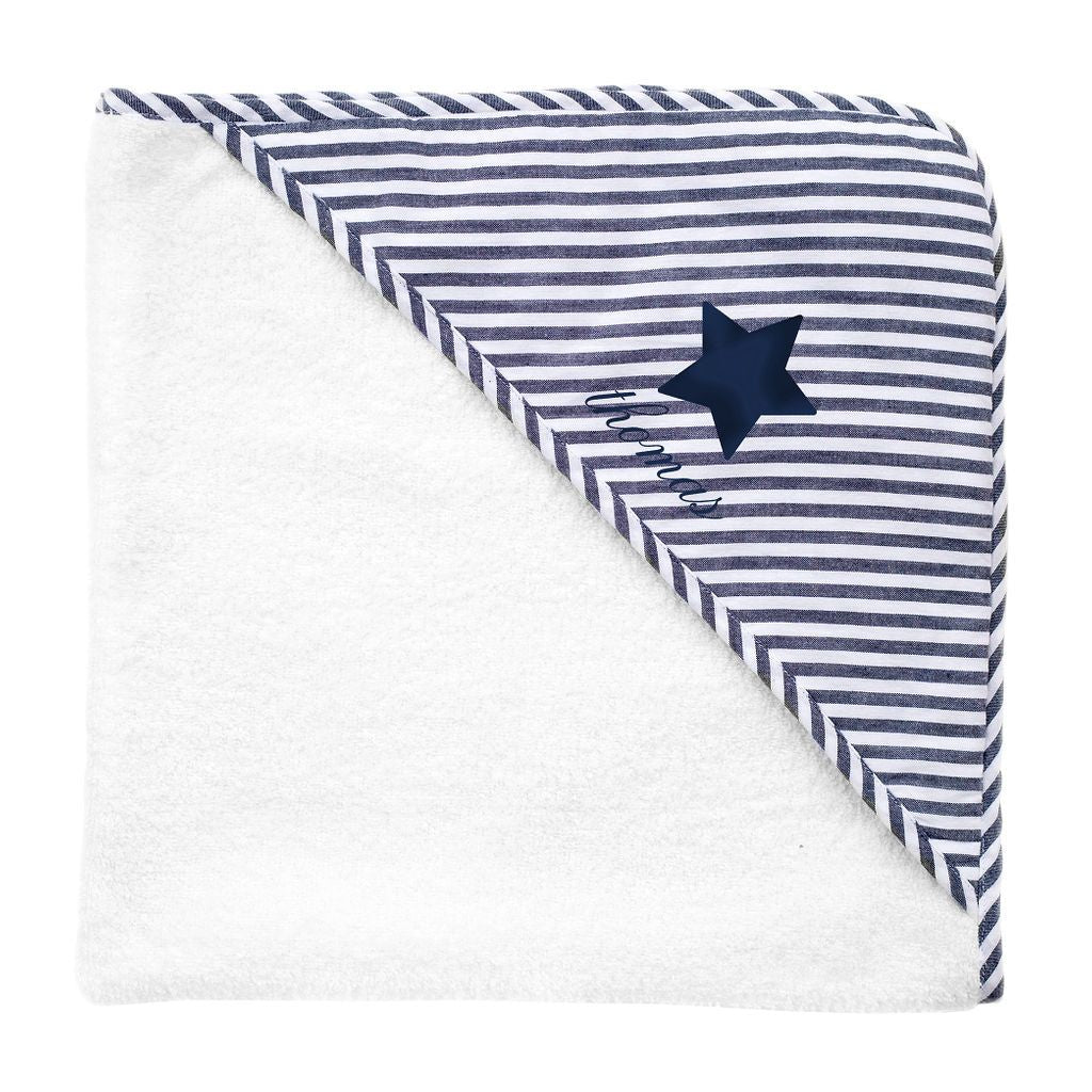 Monogrammed Hooded Towel And Wash Glove | Harbor Island Stripe