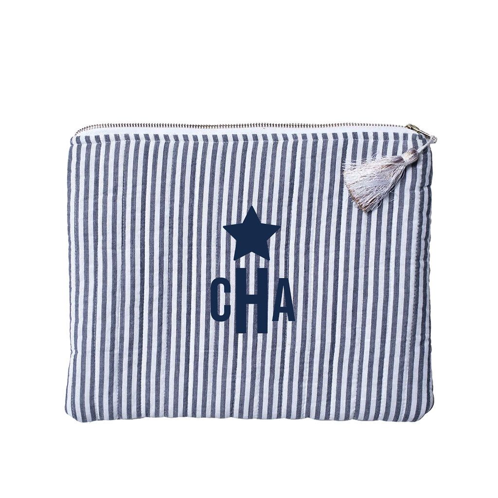 Monogrammed Linen Pouch | Harbor Island Stripe