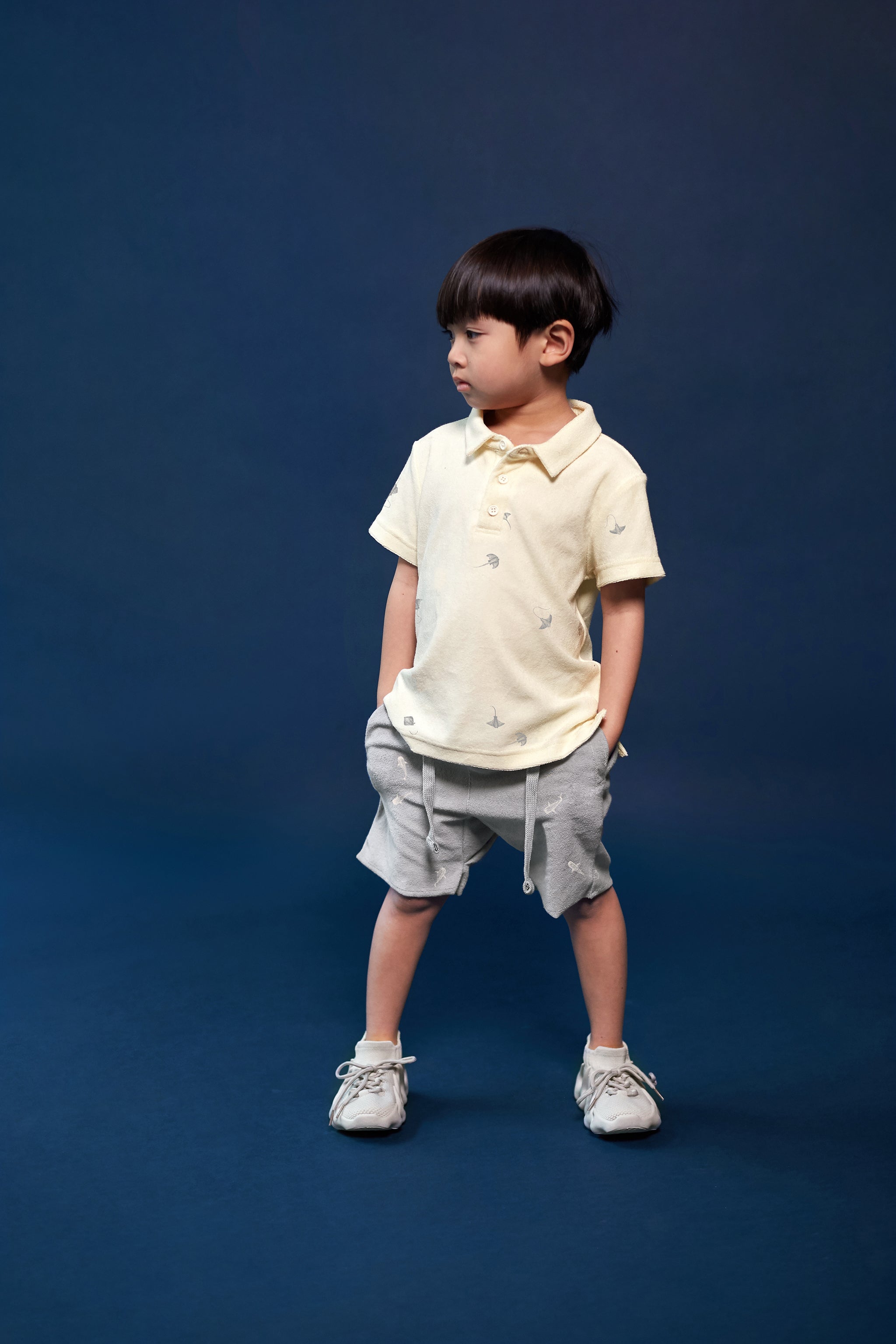 Terry Shorts With Print | Grey