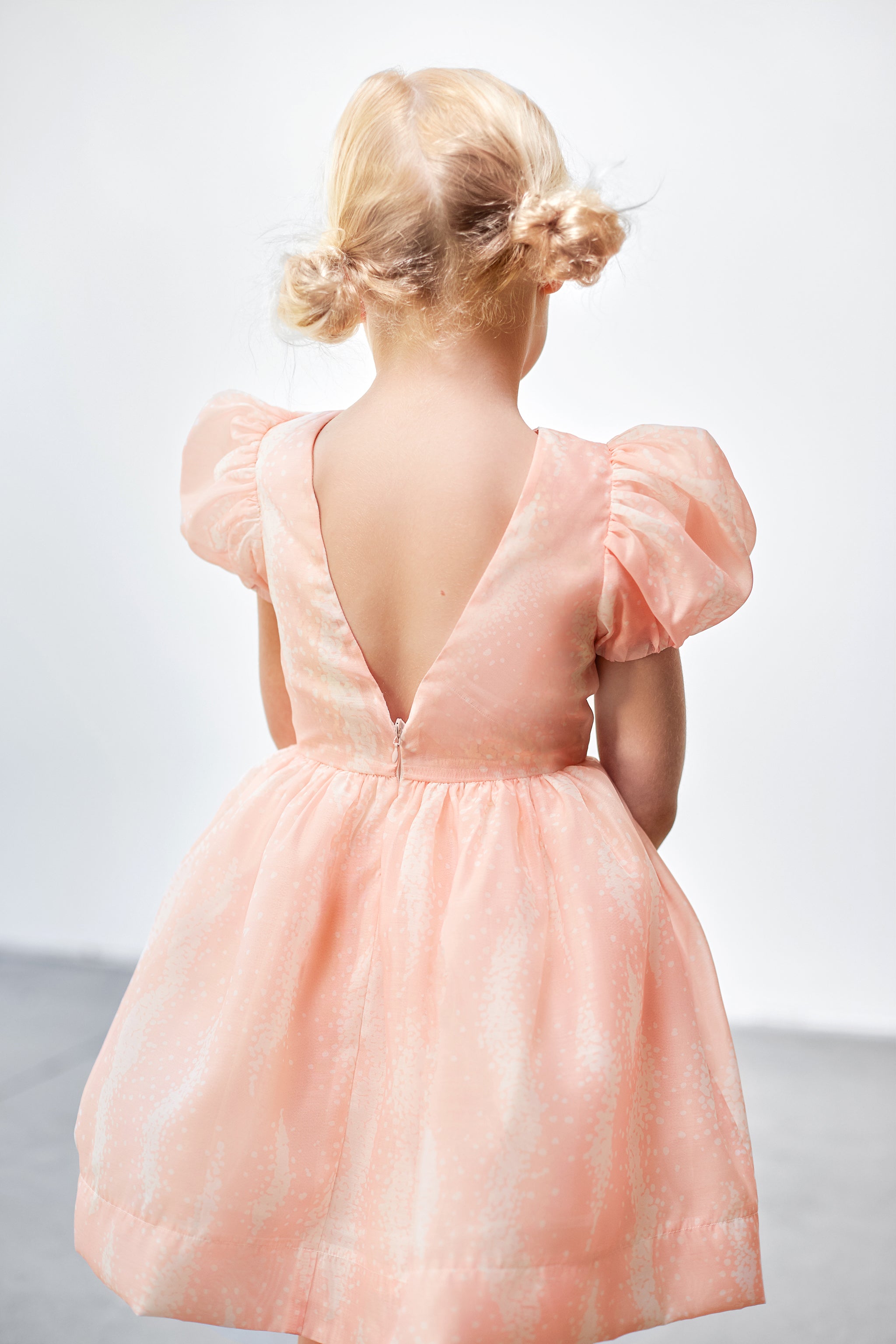 Fit & Flare Dress With Puff Sleeves | Pink