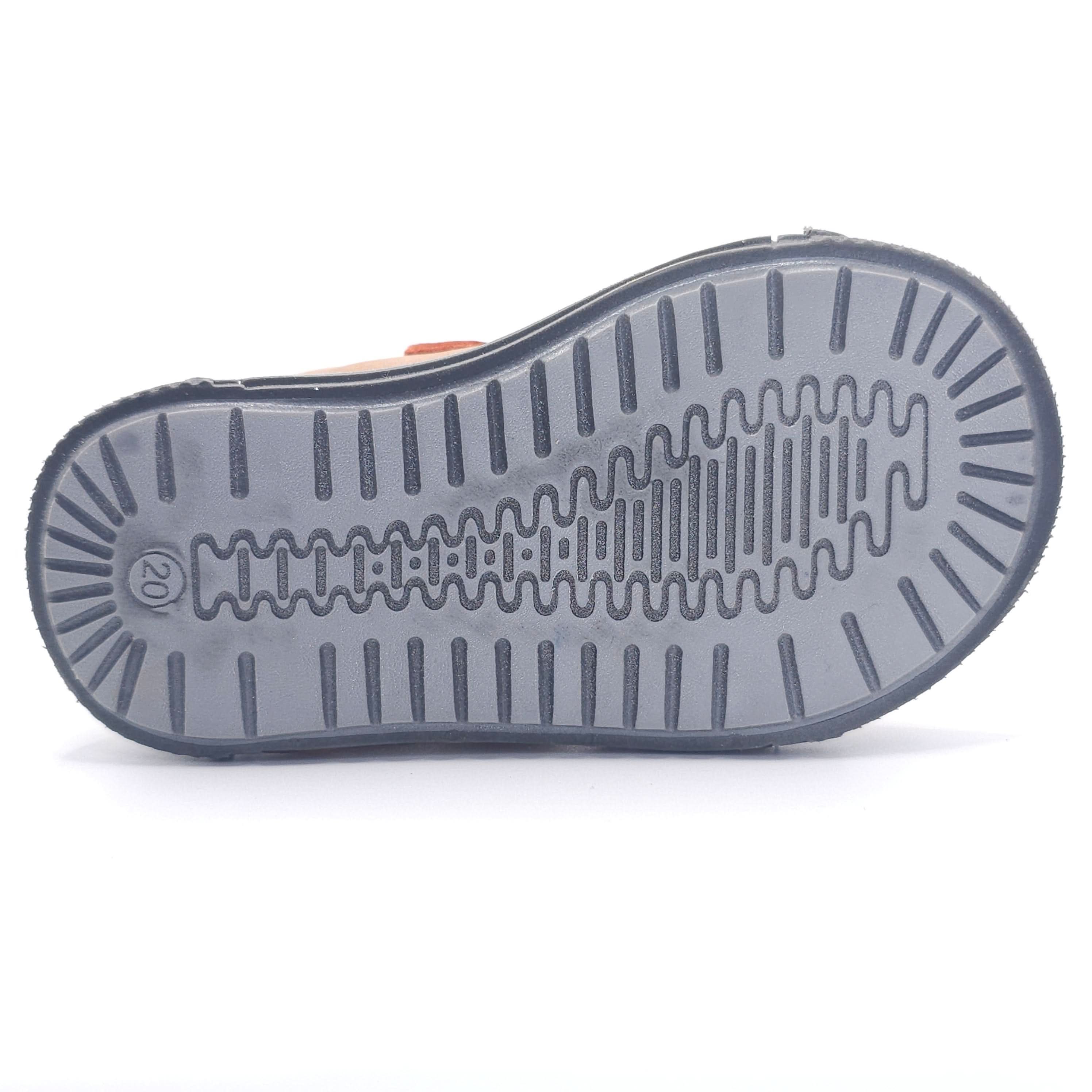 Boys Double Velcro Shoe In Orange And Brown