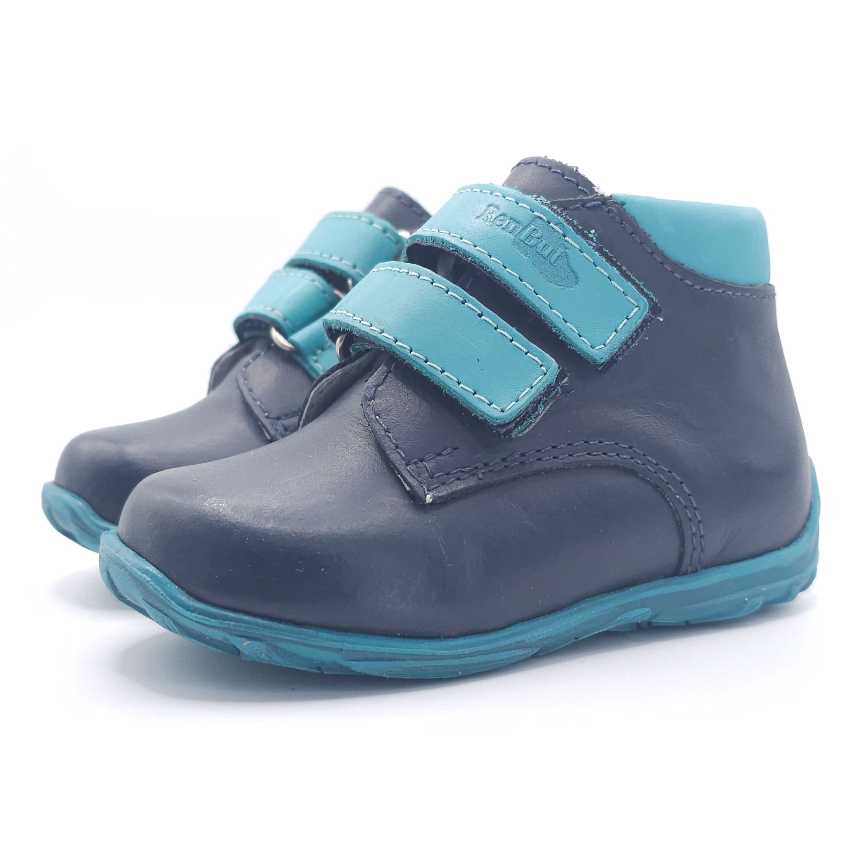 Boys Double Velcro Shoe In Blue And Black