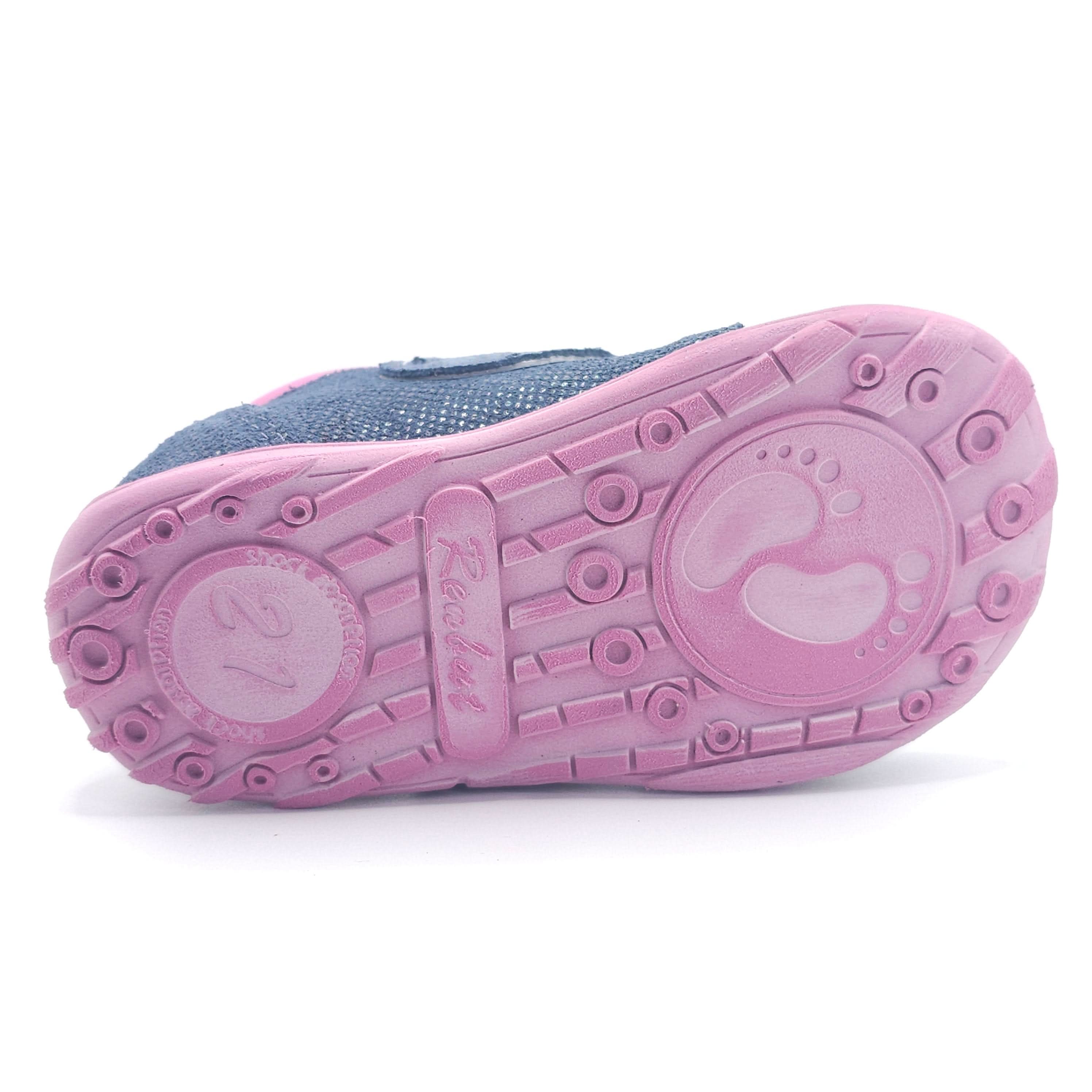 Girls Velcro Shoe In Navy And Pink