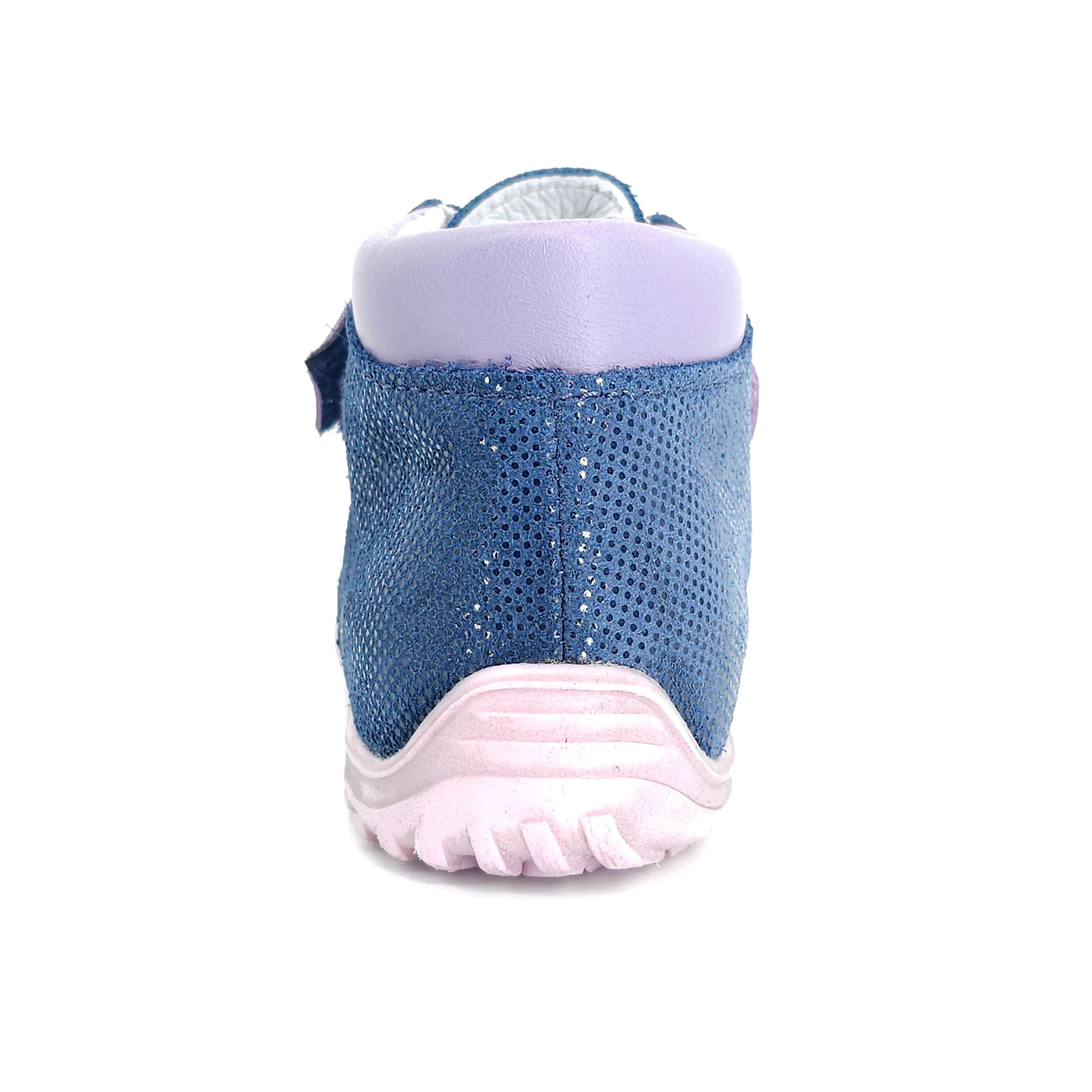 Girls Double Velcro Shoe In Navy And Purple
