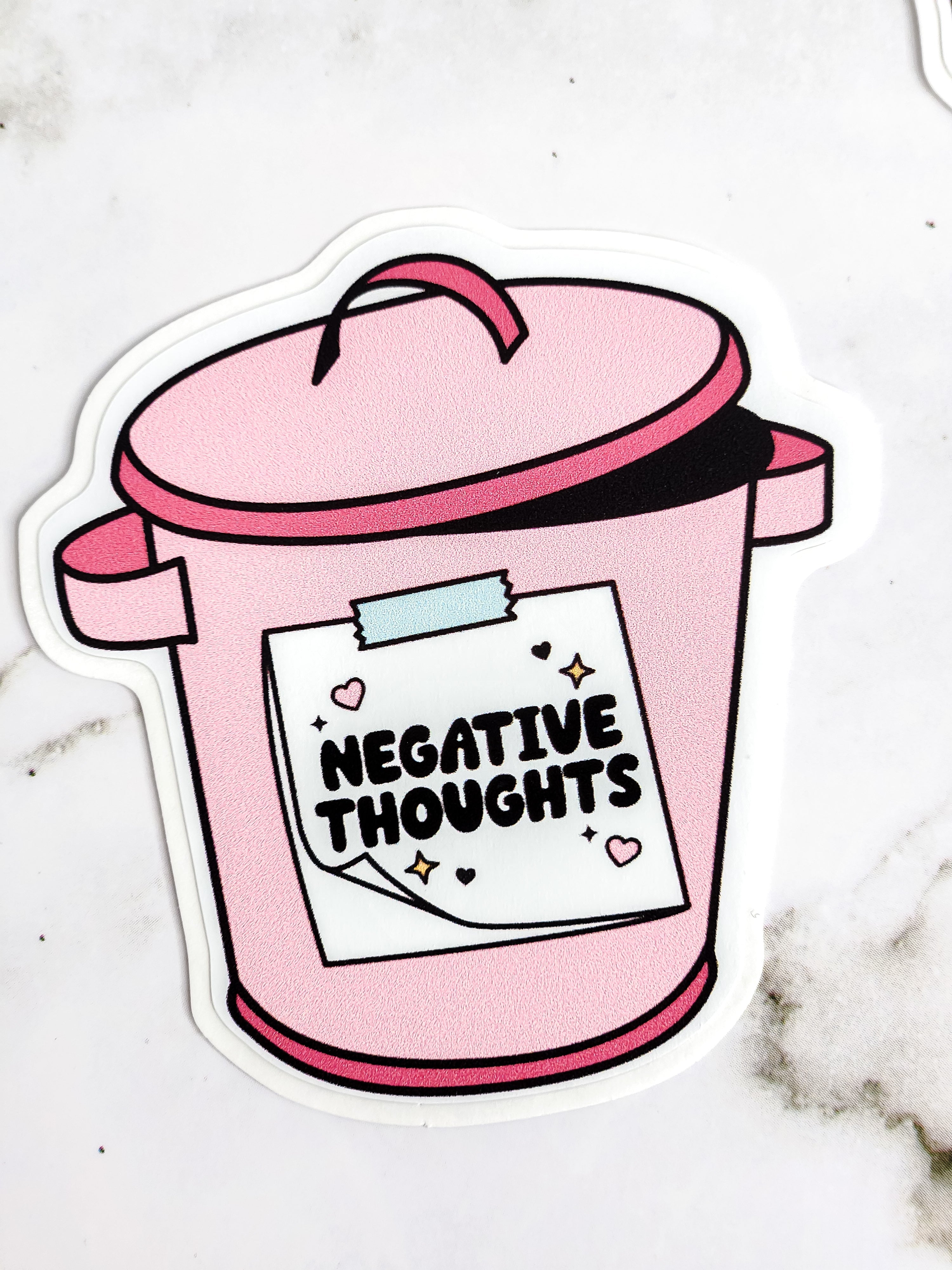Negative Thought Trashcan Sticker