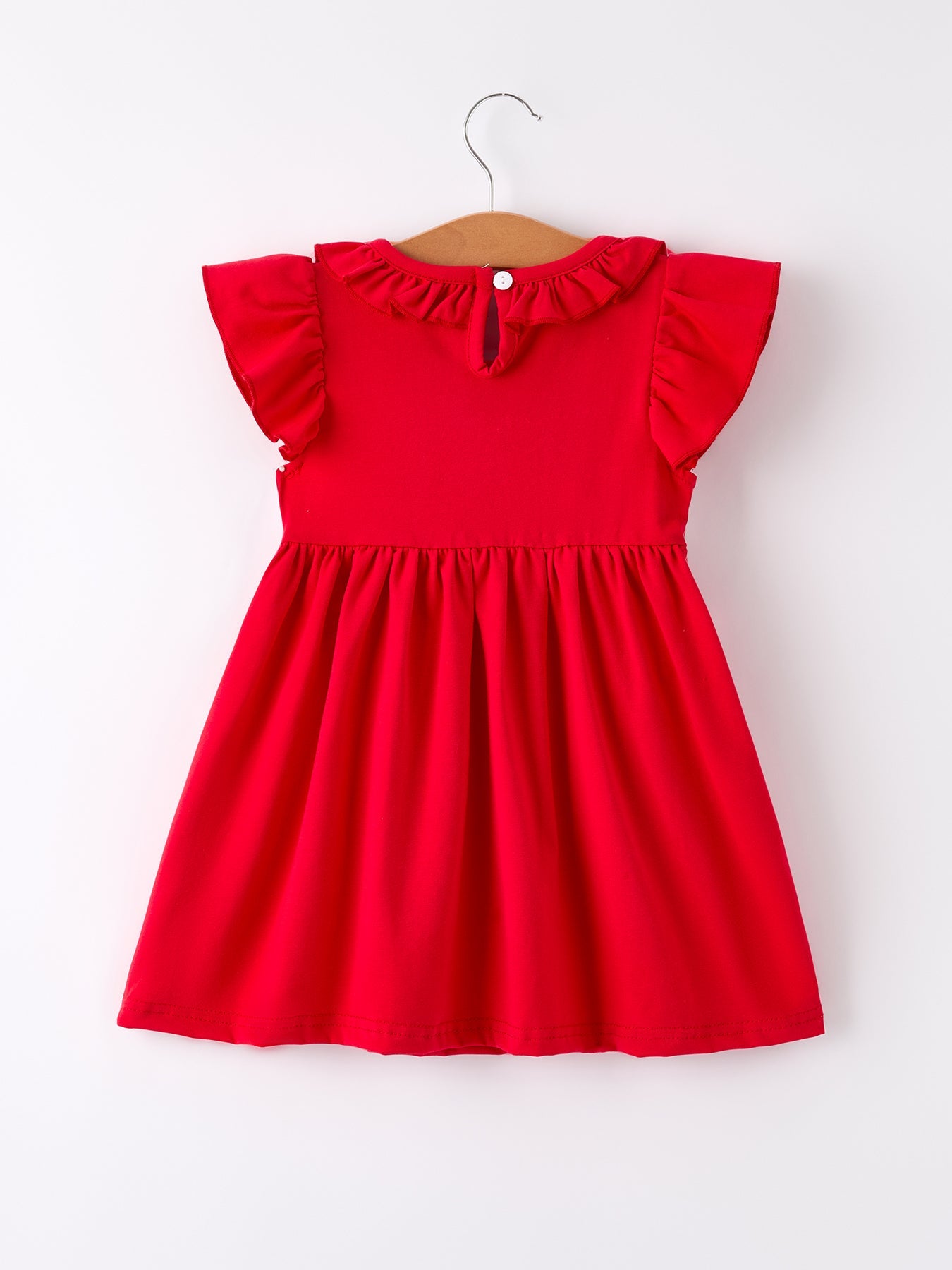 Red Cherry Bow Smocking Embroidery Girls' Dress