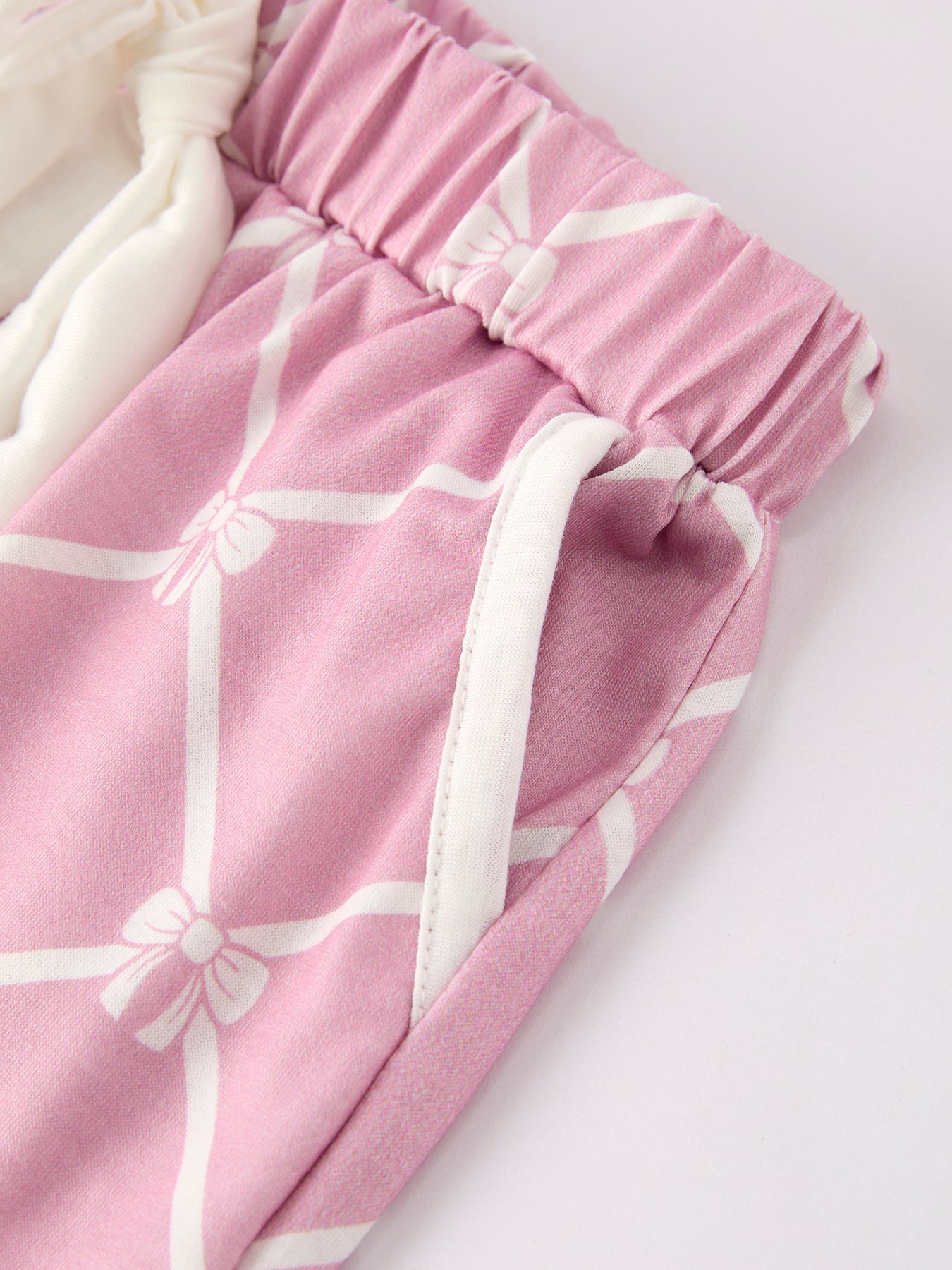 Autumn Check Bow Girls Lapel Pajamas