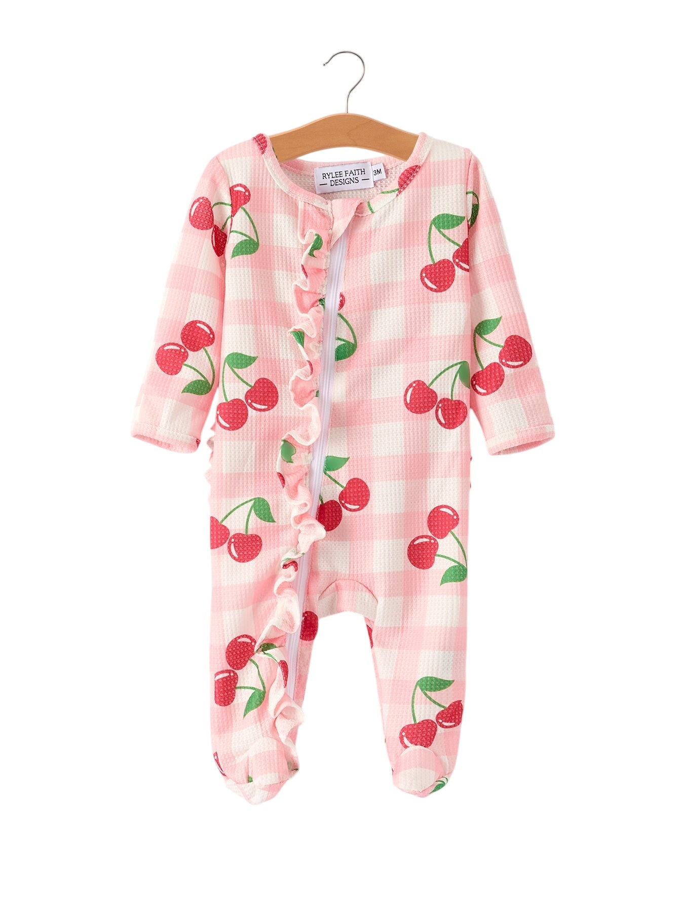 Waffle Cherry Plaid Girls' Romper