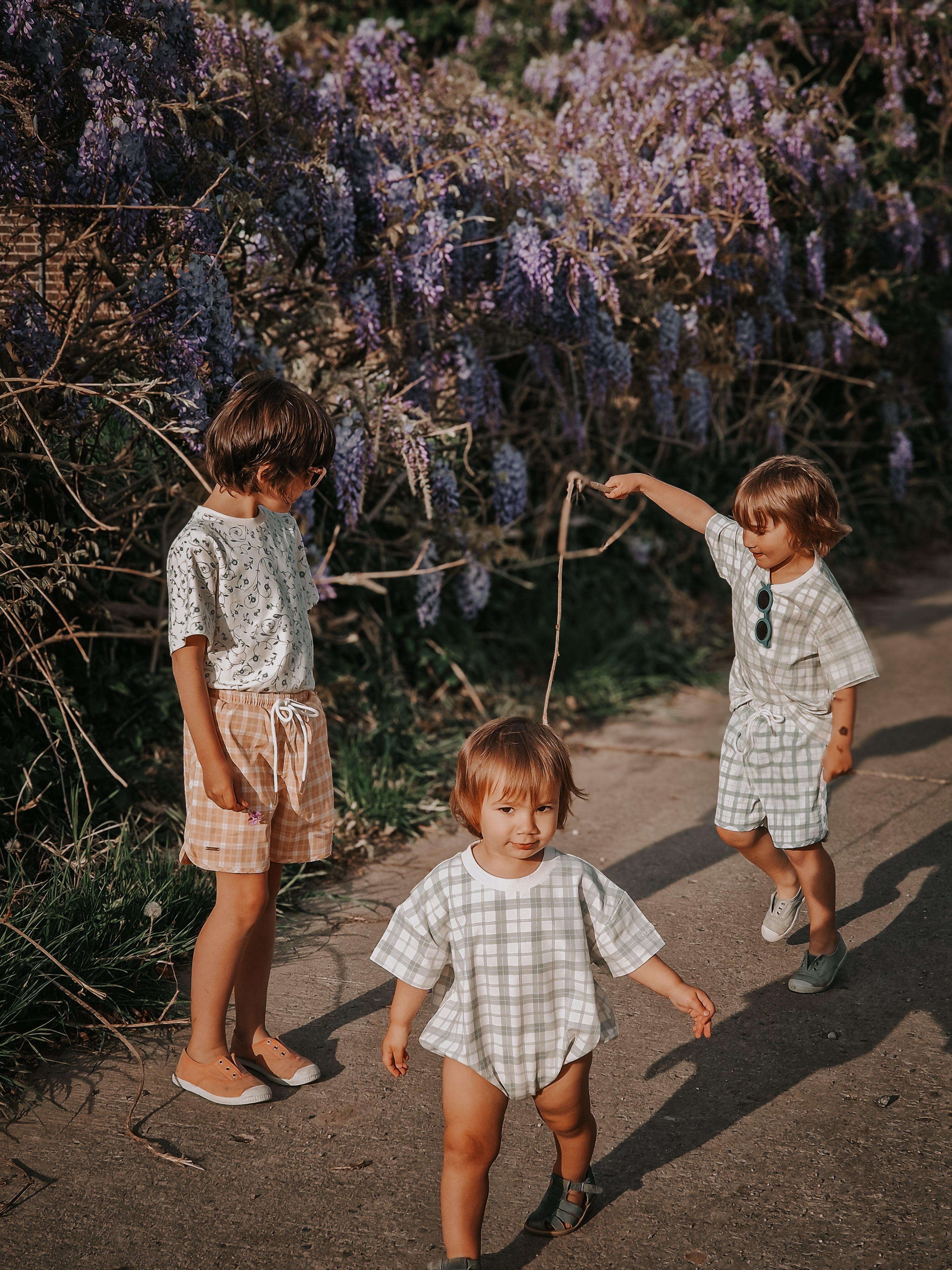 Bubble Romper | Organic Cotton Jersey - Fern Plaid