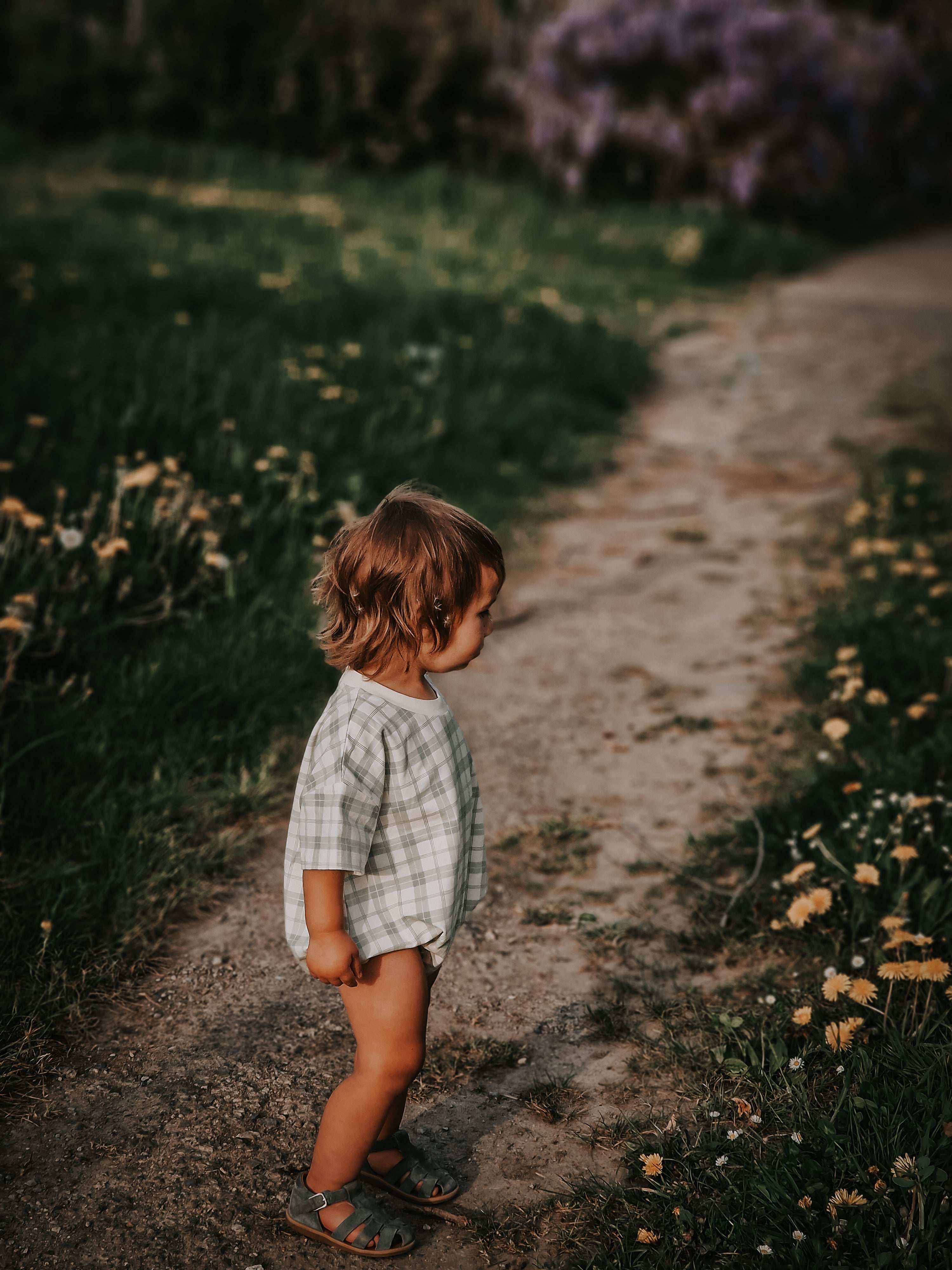 Bubble Romper | Organic Cotton Jersey - Fern Plaid