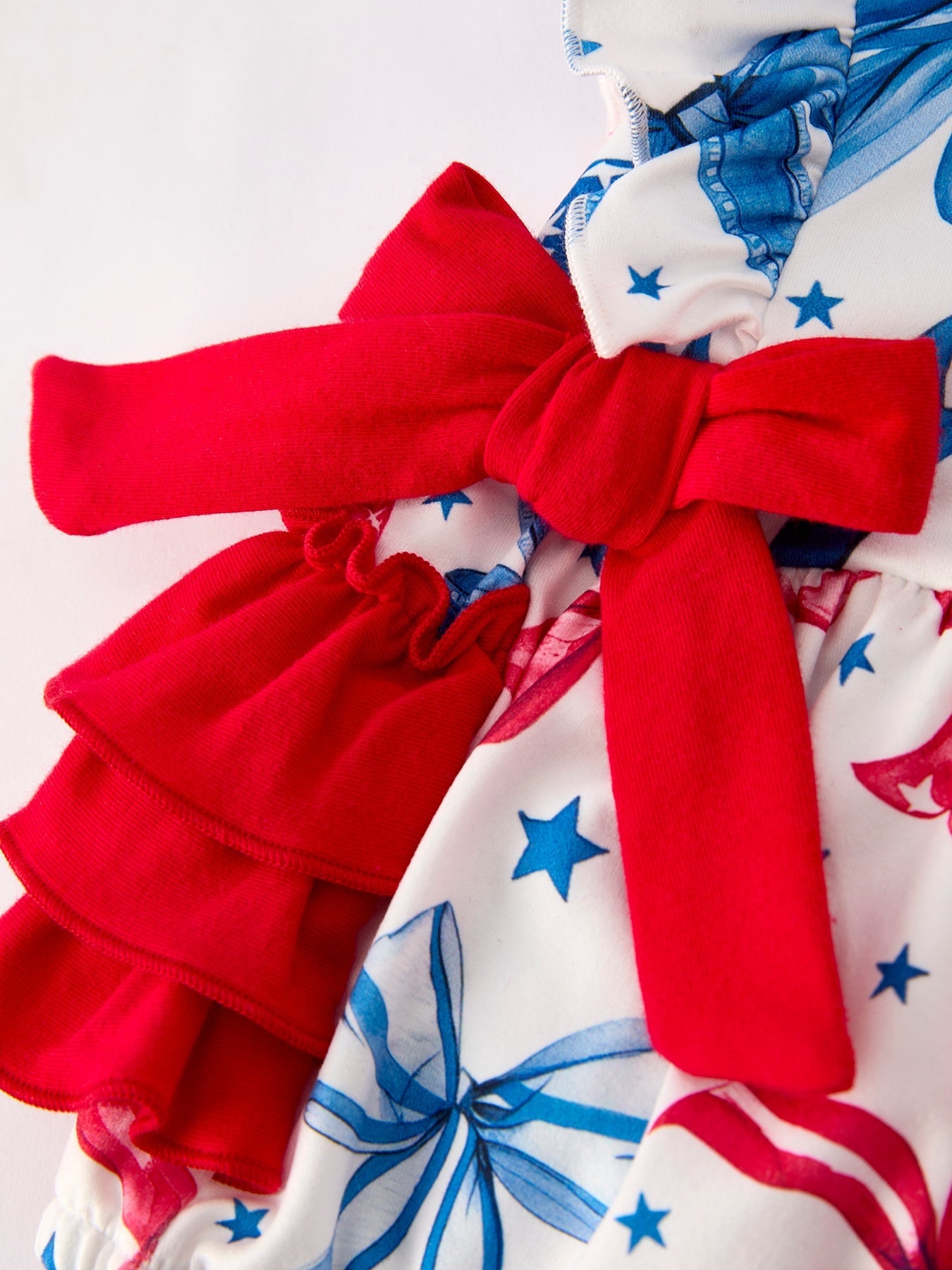 4th Of July Bow Print Girls Romper