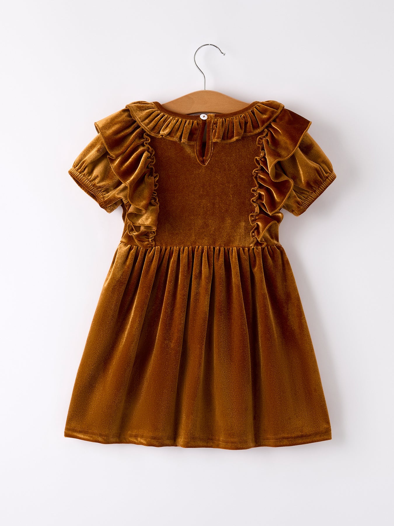 Autumn Brown Velvet Girls Dress