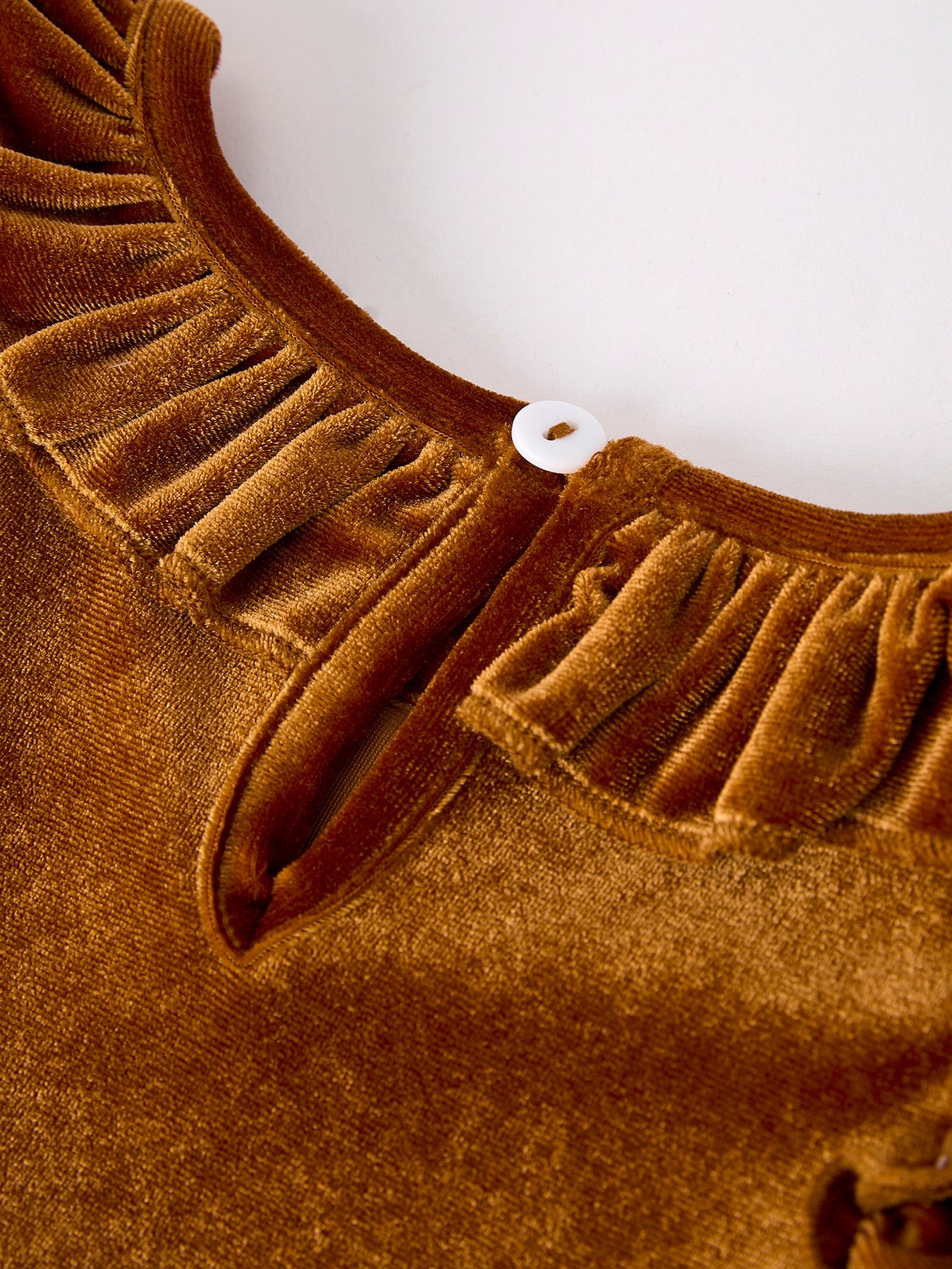 Autumn Brown Velvet Girls Dress