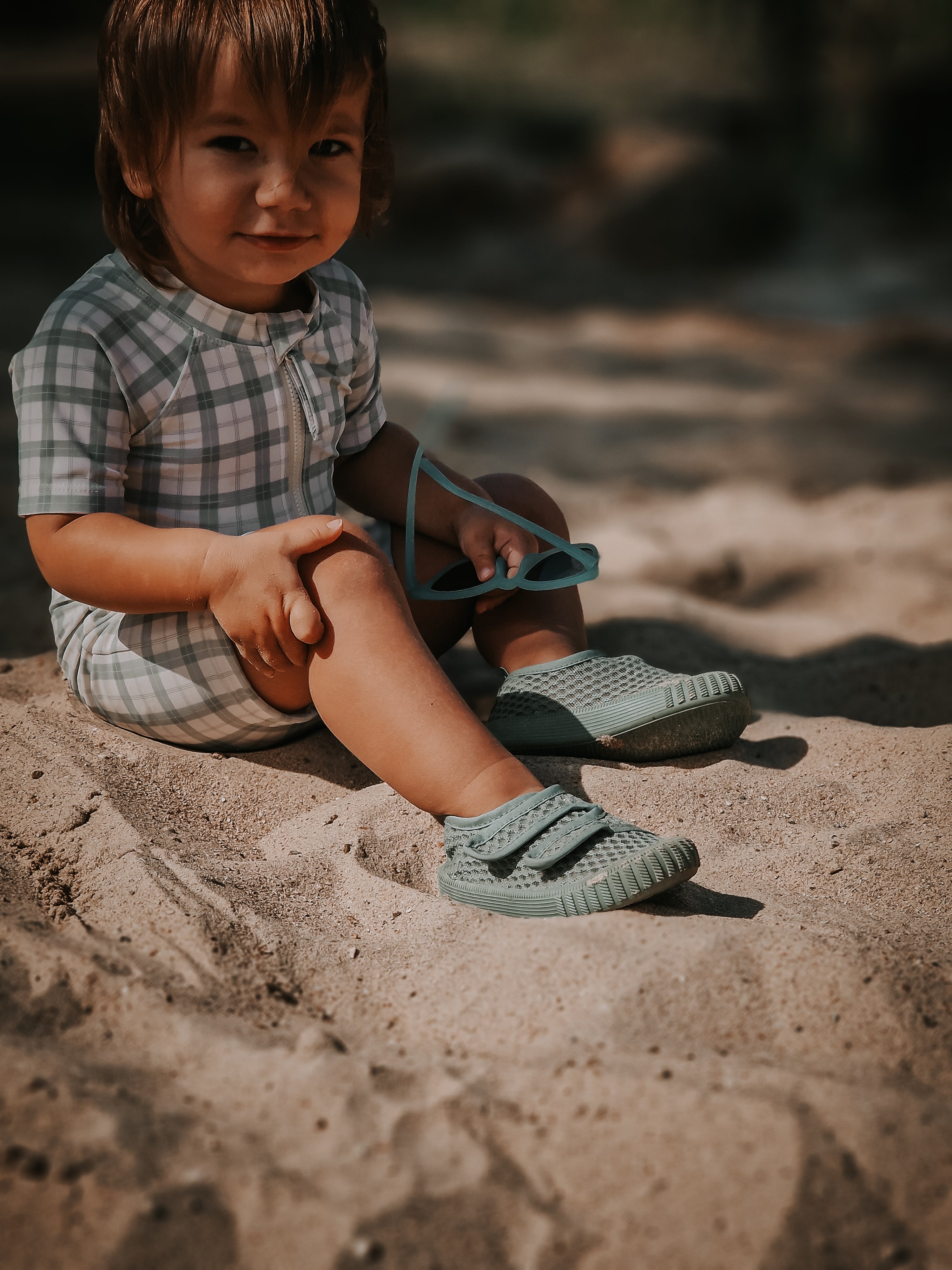 Short Sleeve Rashguard Swimsuit | Upf + Recycled - Fern Plaid