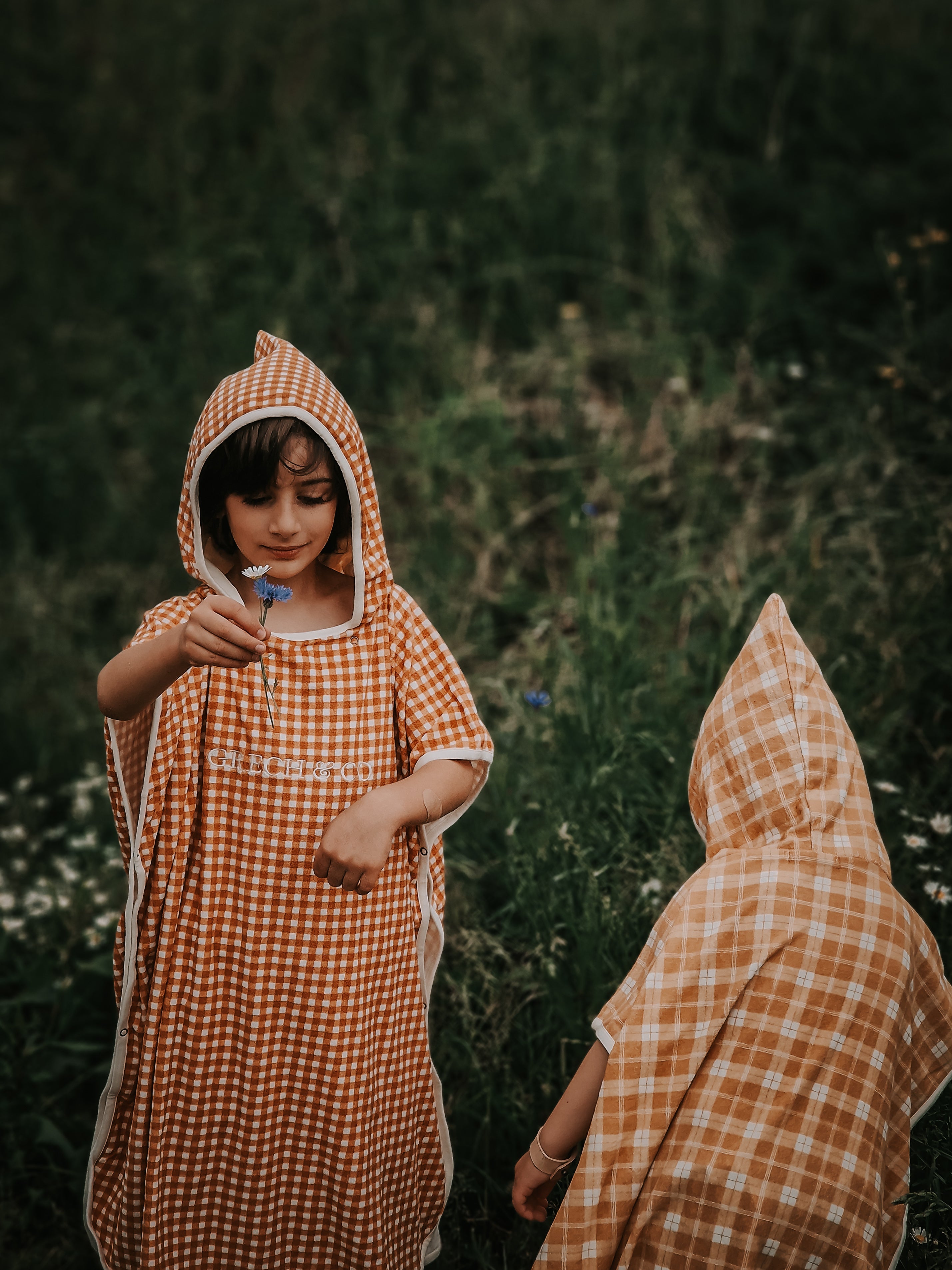 Bathing Towel Poncho | Organic Cotton - Sienna Gingham