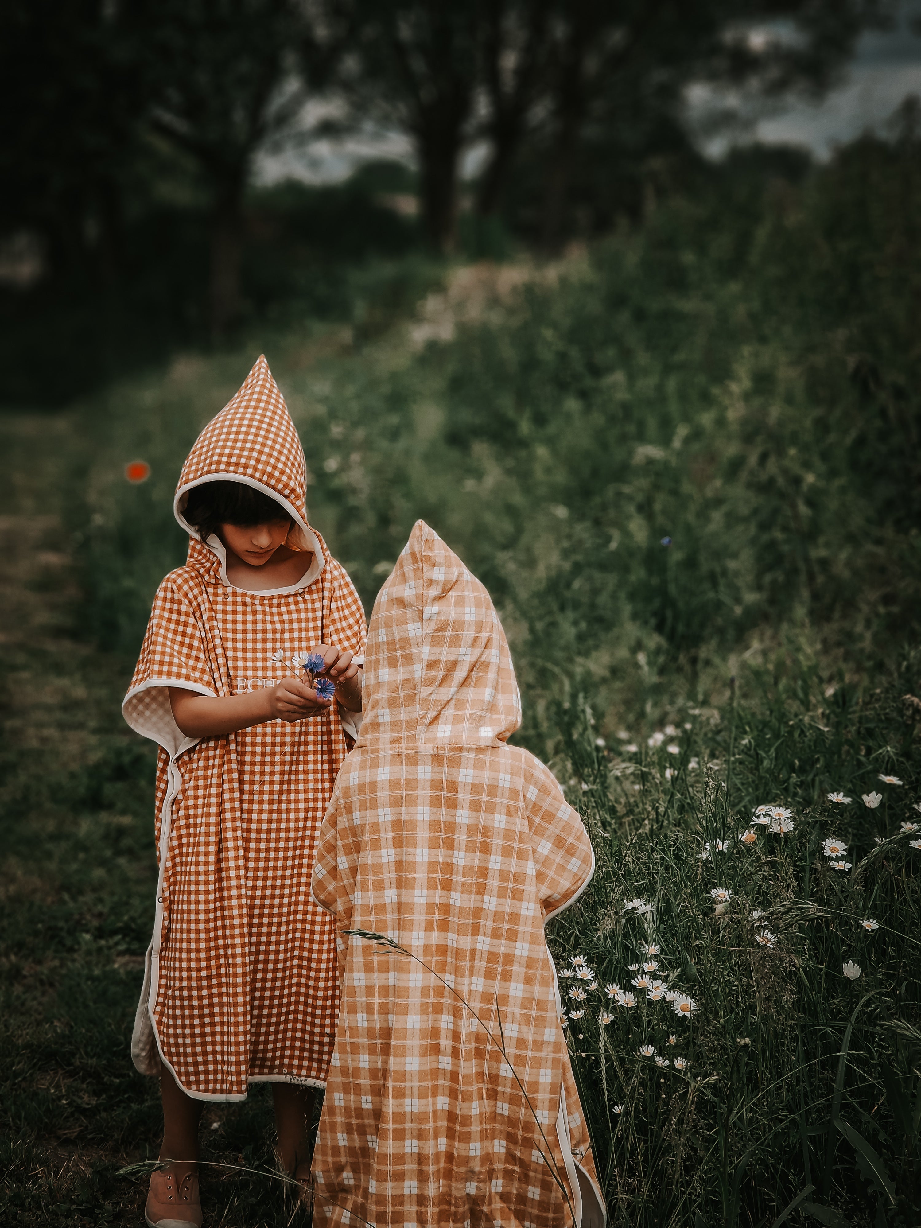 Bathing Towel Poncho | Organic Cotton - Sienna Gingham