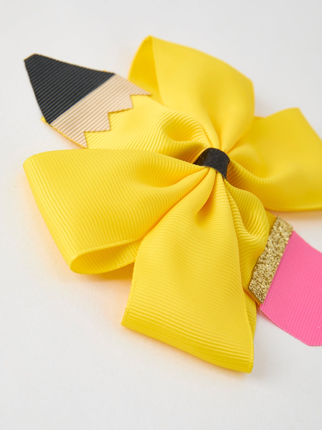 Back To School Pencil Bow 4.3 Inch Hair Clip