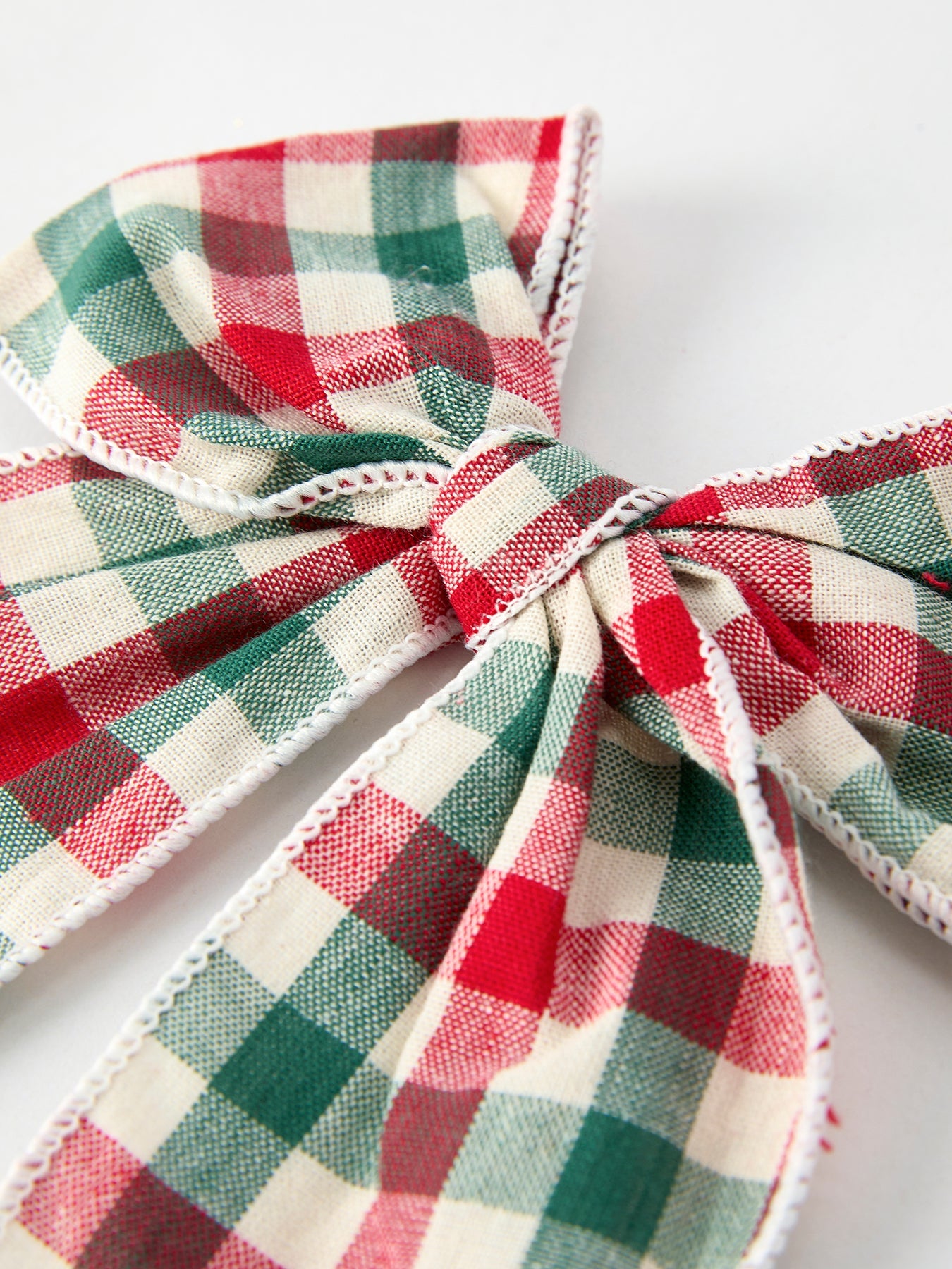 Christmas Red,green And White Plaid Bow 5 Inch Hairpin