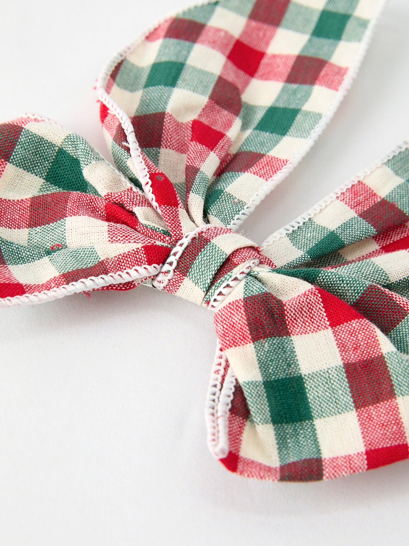 Christmas Red,green And White Plaid Bow 5 Inch Hairpin