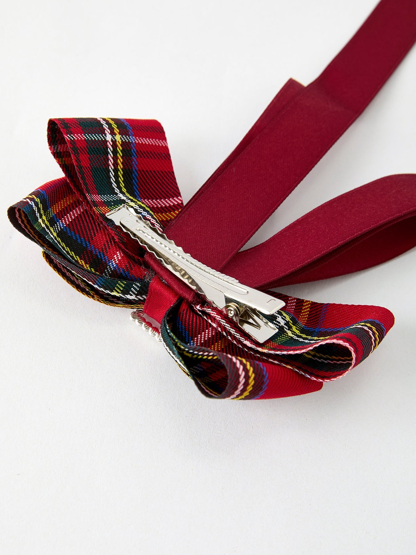 Christmas Red Plaid Zircon Bow Hairpin