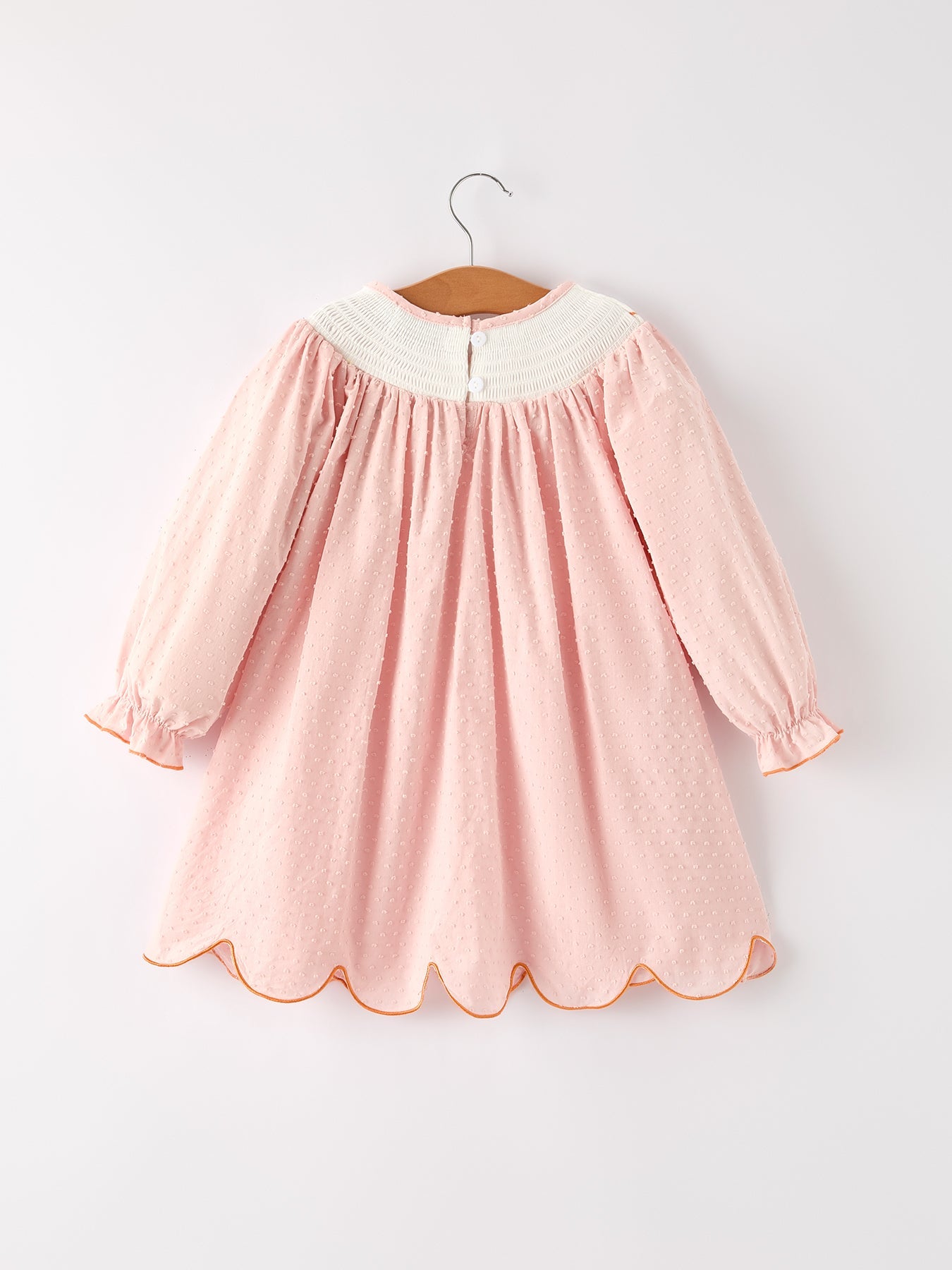 Fall Thanksgiving& Halloween Chicken Pumpkin Smock Embroidery Baby Girl Dress