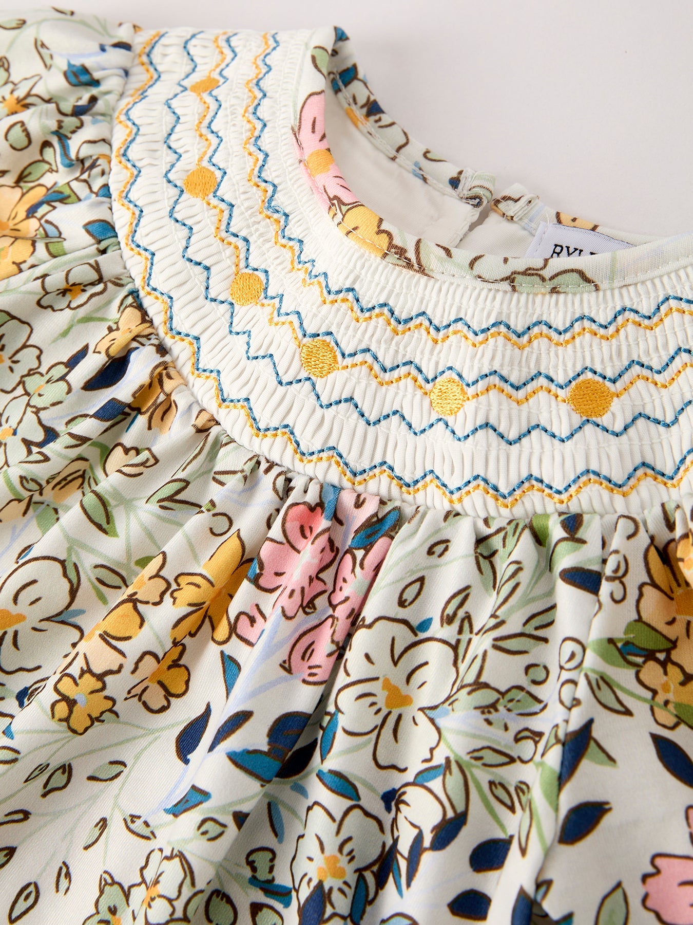 Fall Embroidery Smocking Bow Floral Leaf Baby Girls Romper