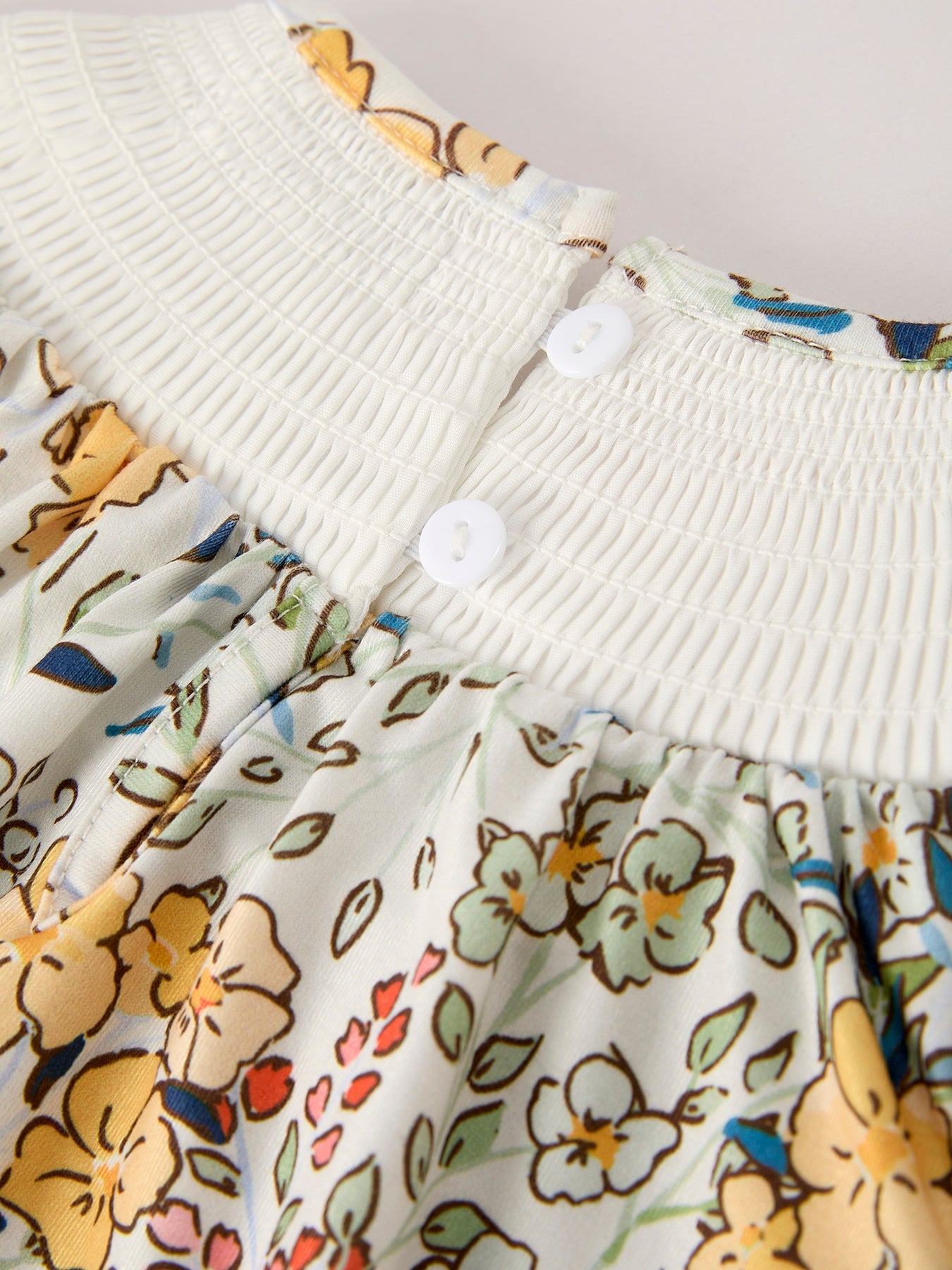 Fall Embroidery Smocking Bow Floral Leaf Baby Girls Romper