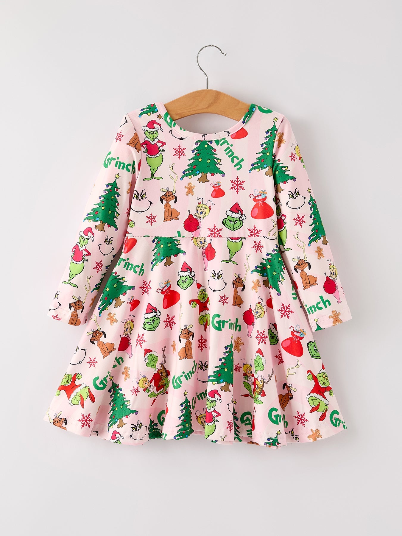 Winter Christmas Character Print Girls Dress