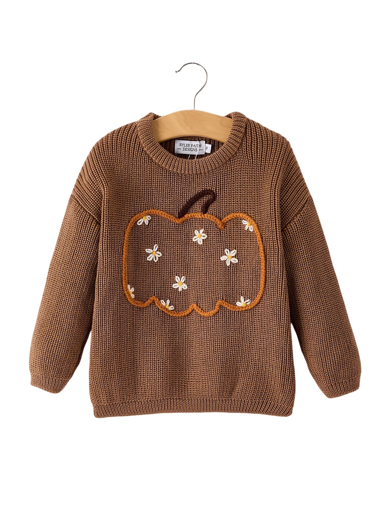 Thanksgiving Halloween Pumpkin Floral Girls Pullover Sweater